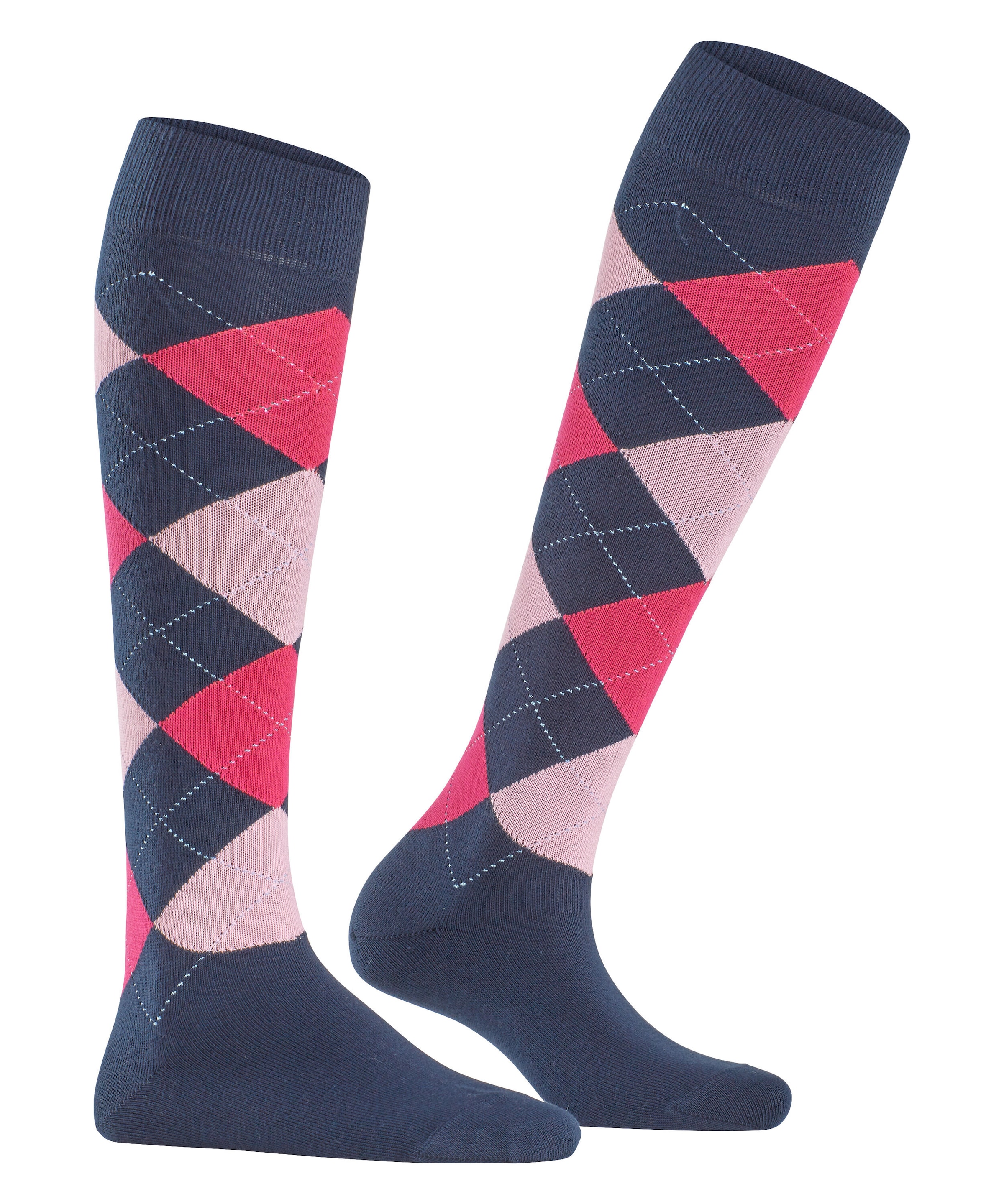 Burlington Mi-bas »Queen« Taille unique 36-41, motif argyle, coton peigné,