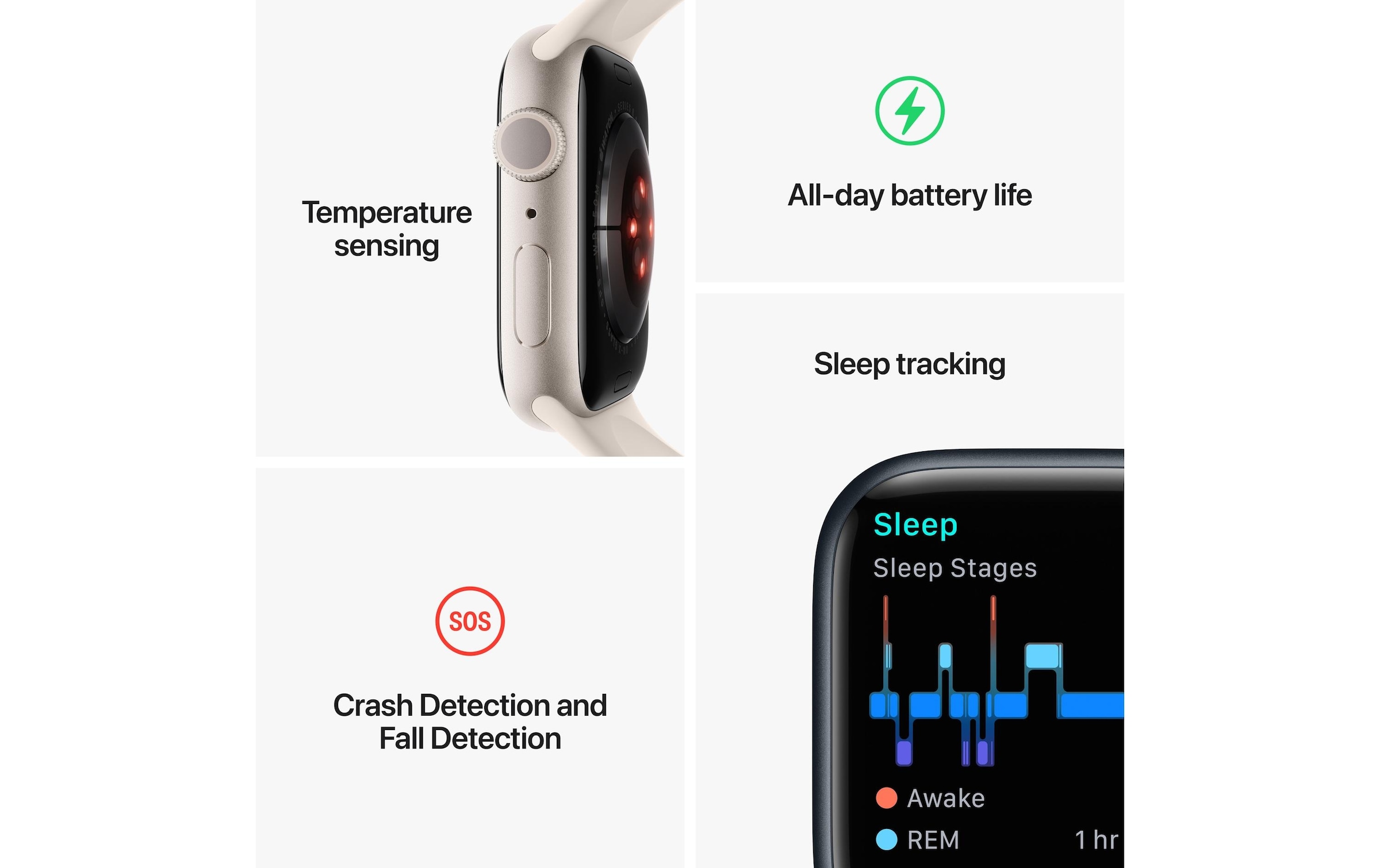 Apple Smartwatch »S8, GPS, 41mm Starlight Alu«, (Watch OS MNP63FD/A)