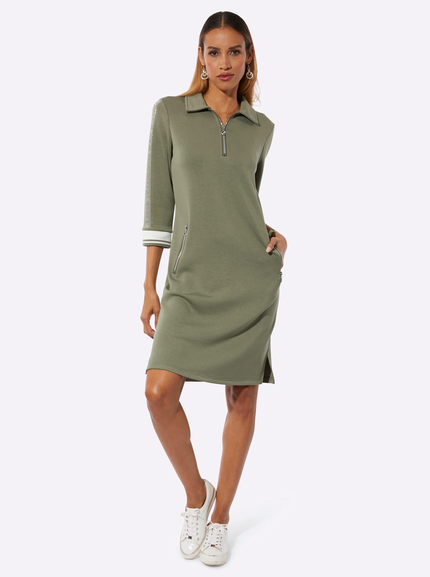 creation L Shirtkleid "Modal-Mix-Kleid" Reissverschlusstasche