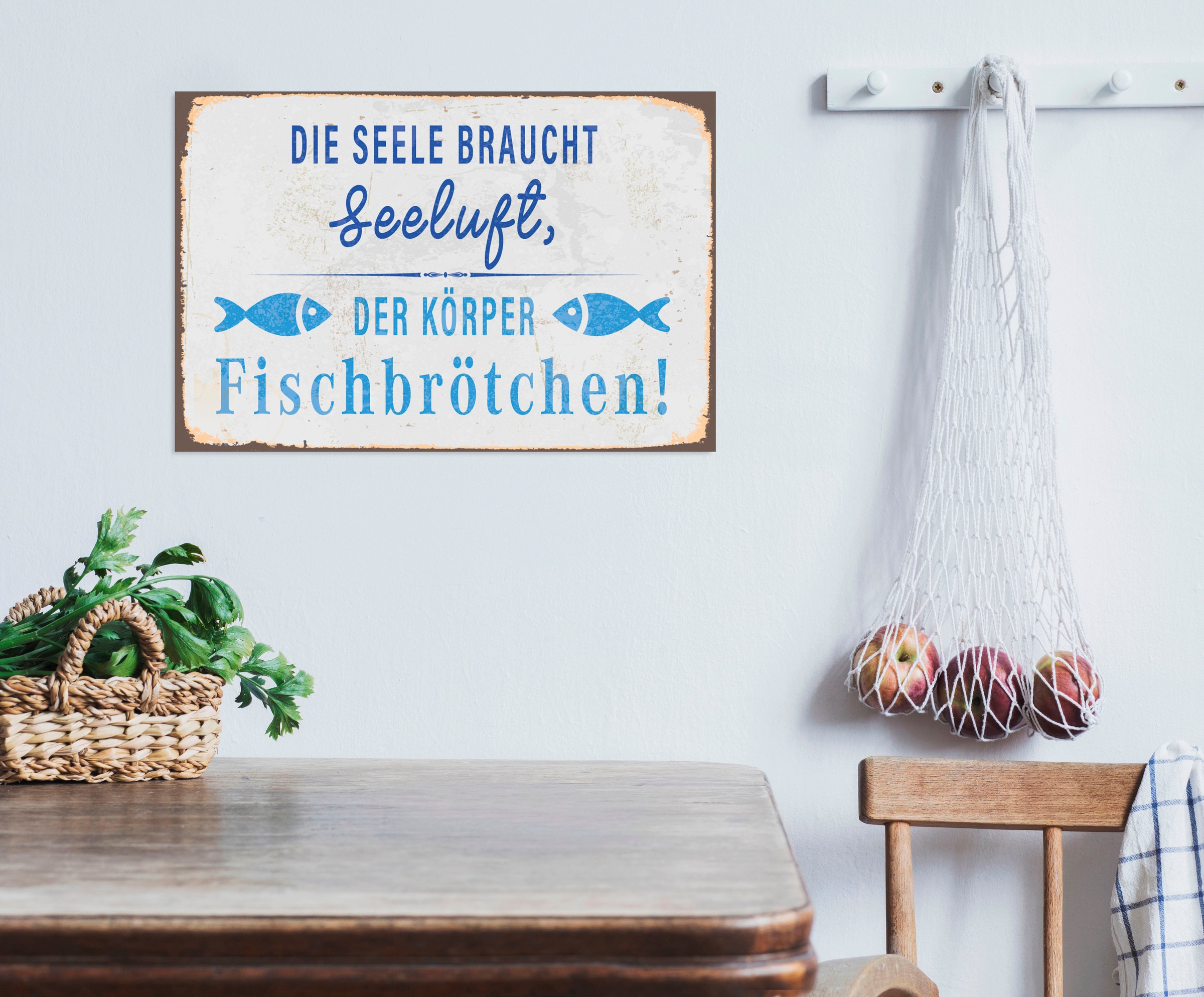 Image of queence Metallbild "Seeluft" Schriftzug Schriftzüge Sprüche Sprüche & Texte Wassertiere 1 Stk. tlg. Stahlschilder