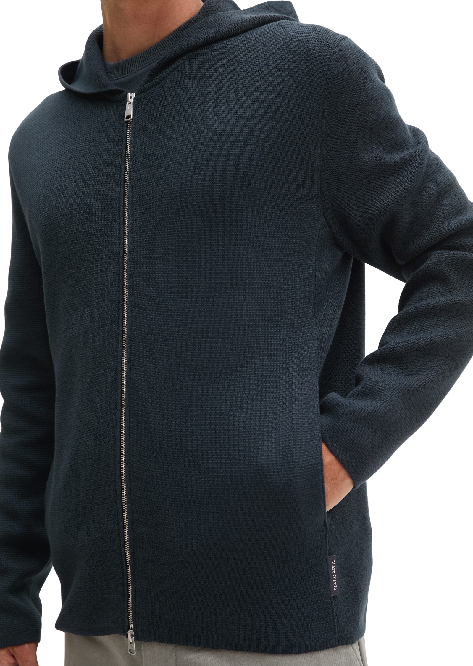 Marc O'Polo Cardigan à capuche en coton bio, coupe régulière