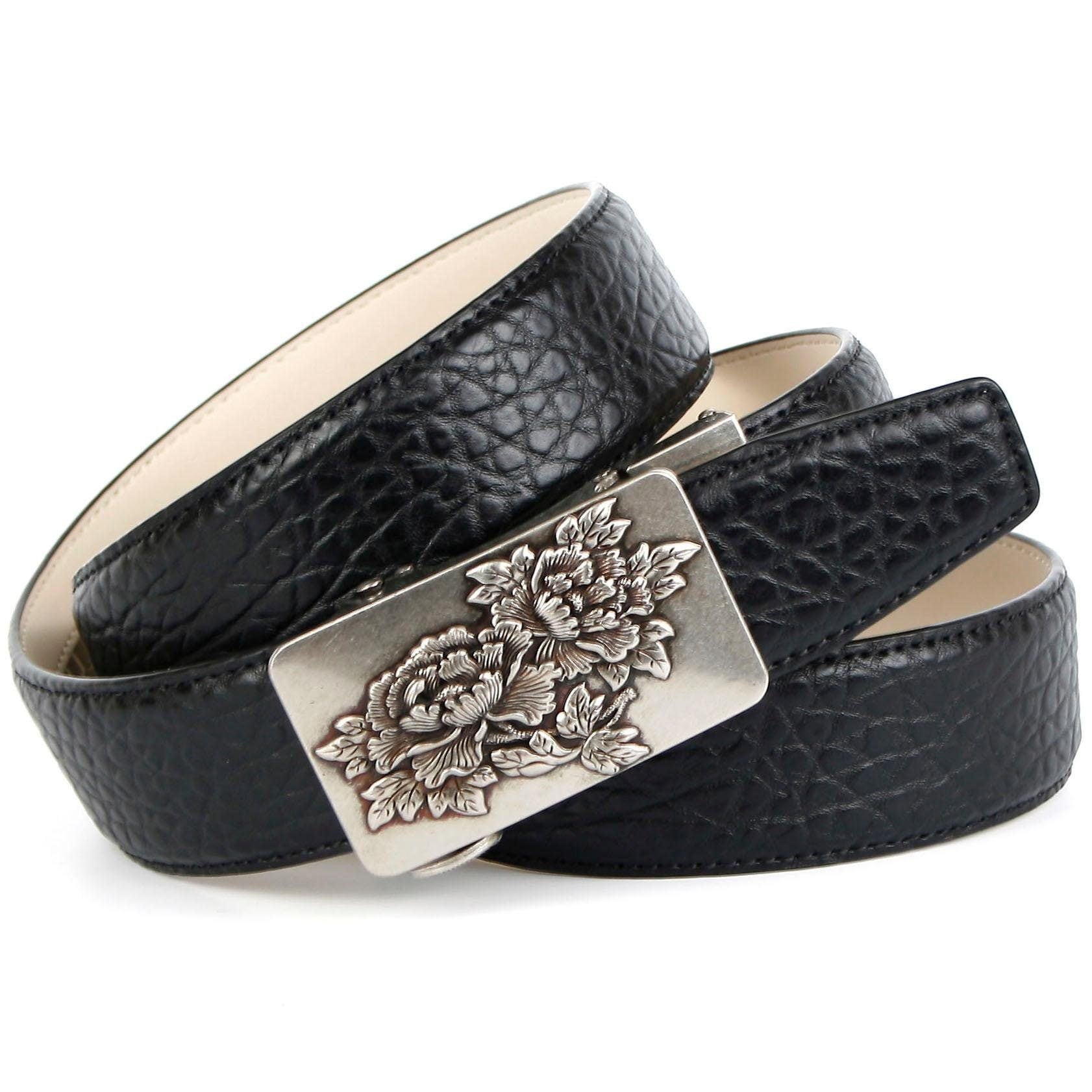 Image of Anthoni Crown Ledergürtel, mit geprägt, Antike Schliesse mit floralem Motiv bei Ackermann Versand Schweiz