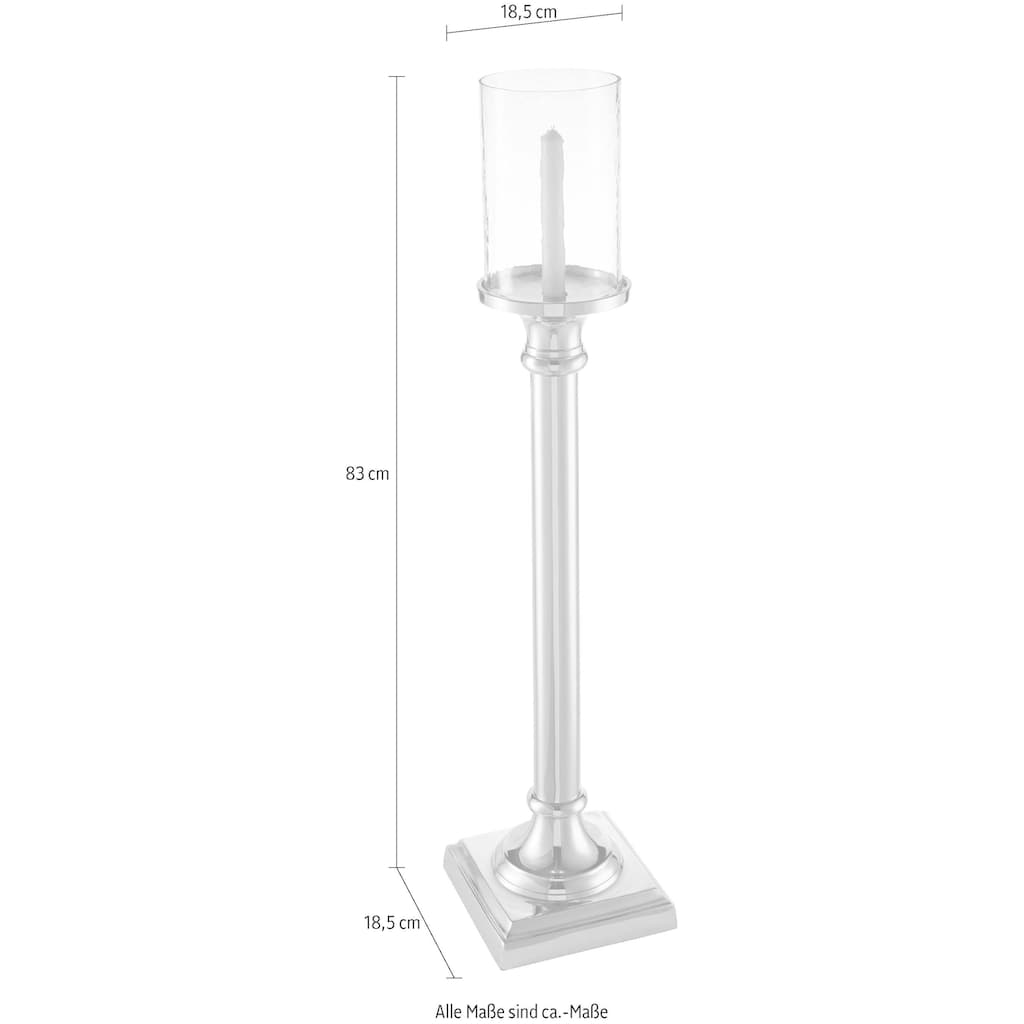 Guido Maria Kretschmer Home&Living Standkerzenhalter, für Stab- und Stumpenkerzen, Höhe 83 cm, Aluminium mit Glaseinsatz