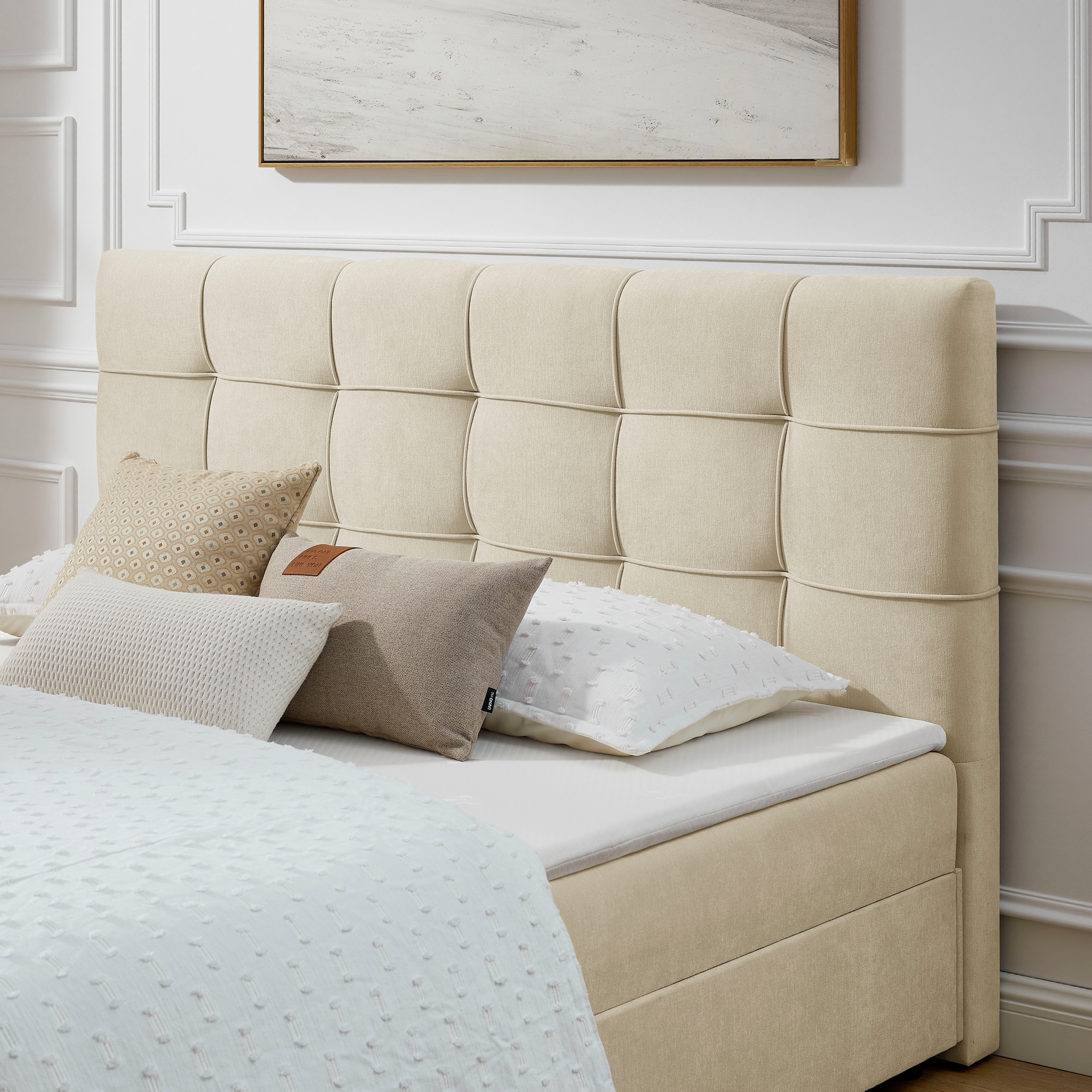 GOODproduct Boxbett »LILIENNE, Polsterbett mit Bettkasten und Taschenfederkernmatratze H3« mit Kaltschaumtopper, Chenille-Bezug, 160x200 & 180x200 cm