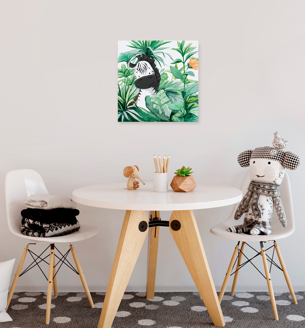 Image of Komar Leinwandbild "Lost Zebra - Grösse 30 x 30 cm" Natur 1 Stk. tlg. Keilrahmenbild mi Echtholzrahmen