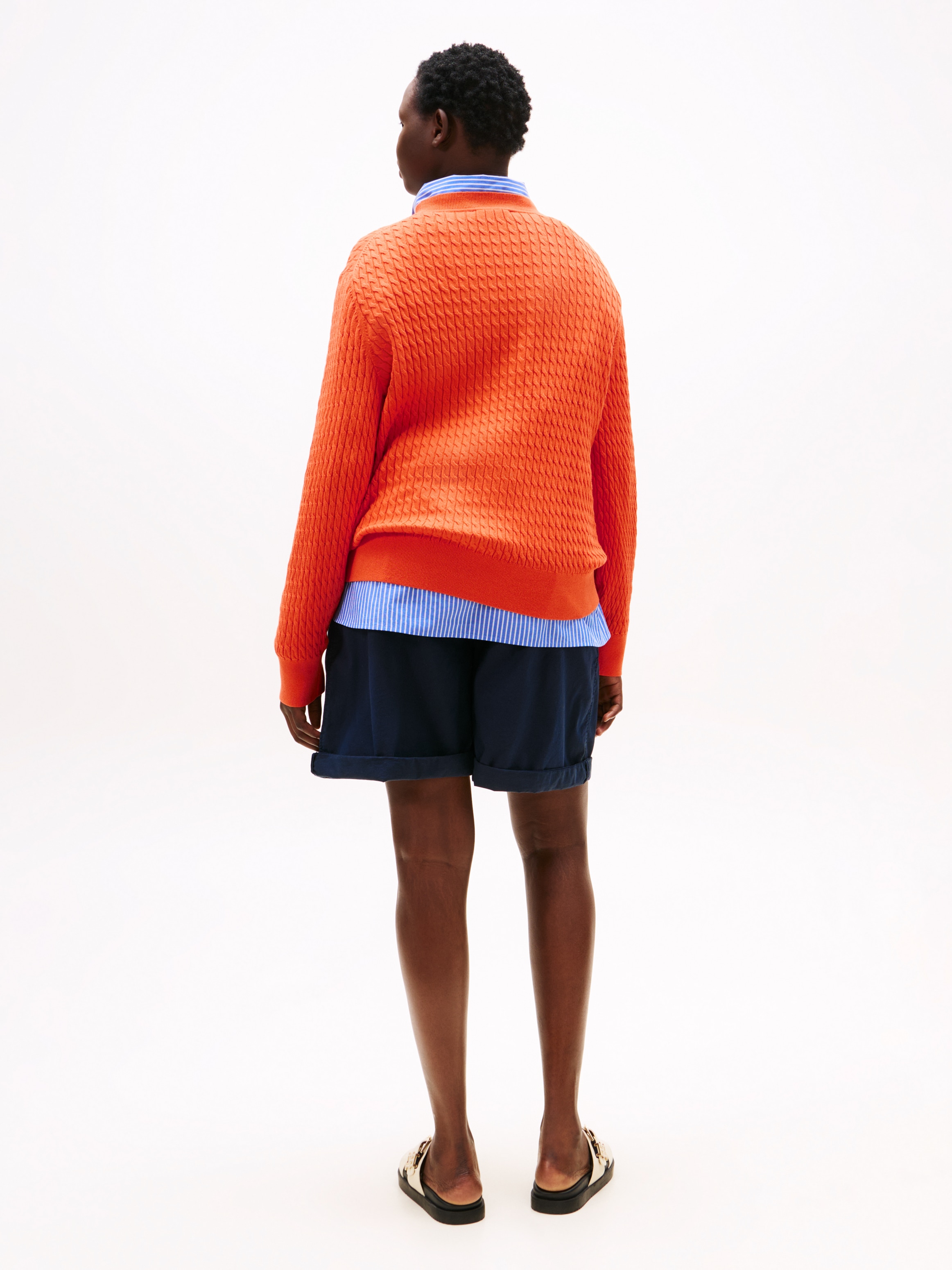 Tommy Hilfiger Curve Strickpullover »CRV CO CABLE FINE GG C-NK LS SWT«, in grossen Grössen, mit Zopfmuster
