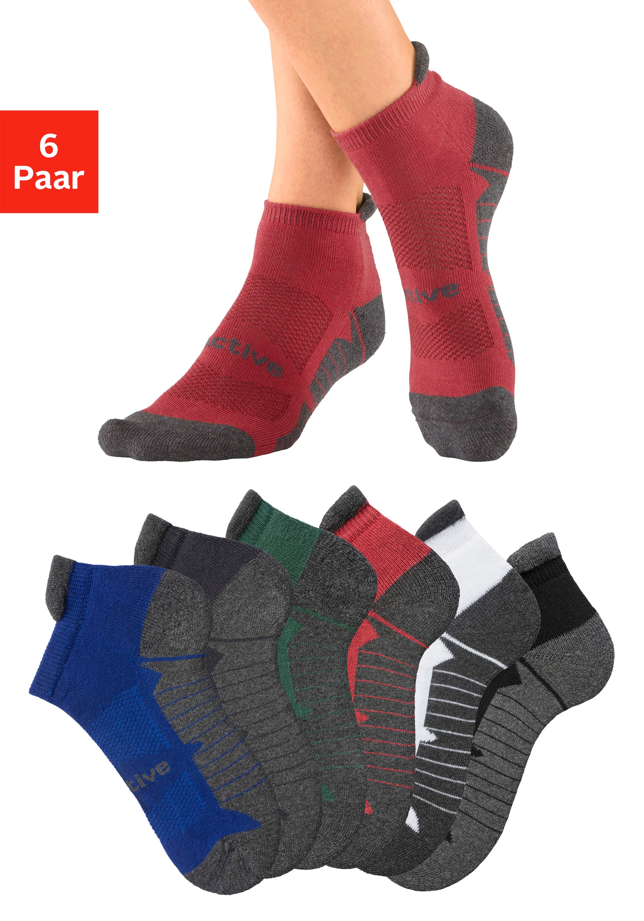 Sneakersocken, (Packung, 6 Paar), mit weicher Frotteesohle