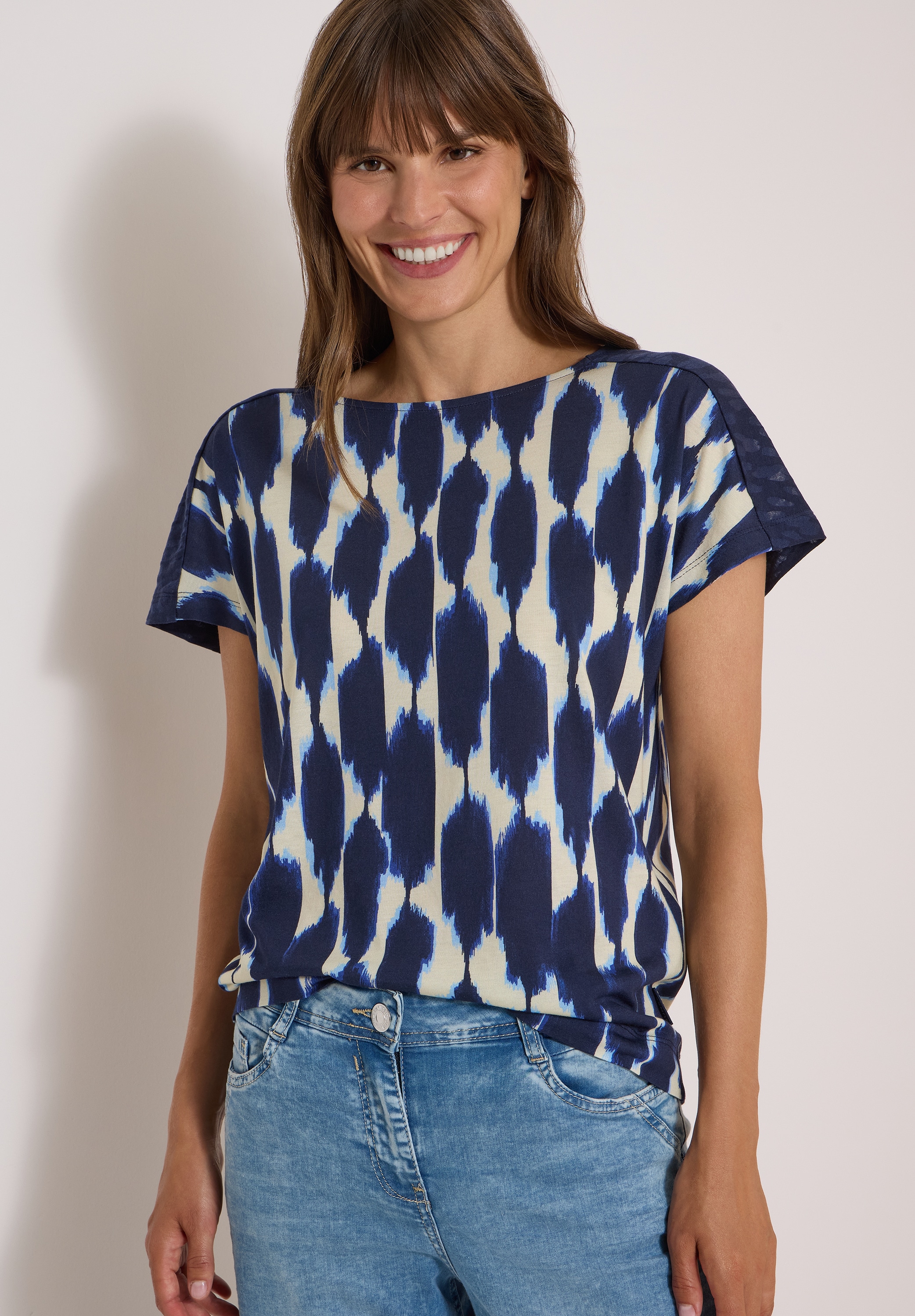 Image of Cecil T-Shirt Sommershirt, Elastikbund, U-Boot-Ausschnitt