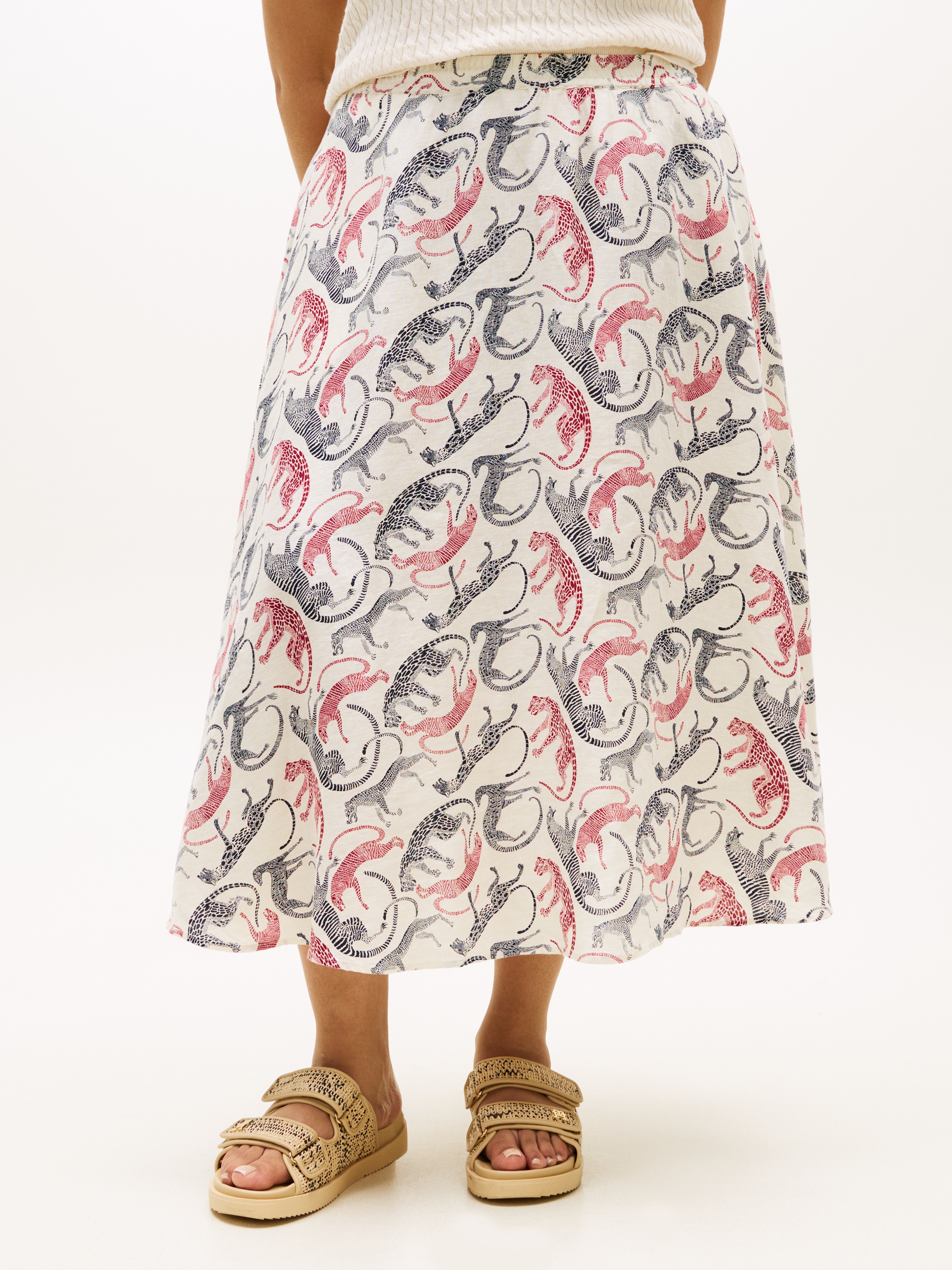 Image of Tommy Hilfiger Curve A-Linien-Rock "CRV ESS LINEN FLARE SKIRT" in grossen Grössen, ausgestellte Form