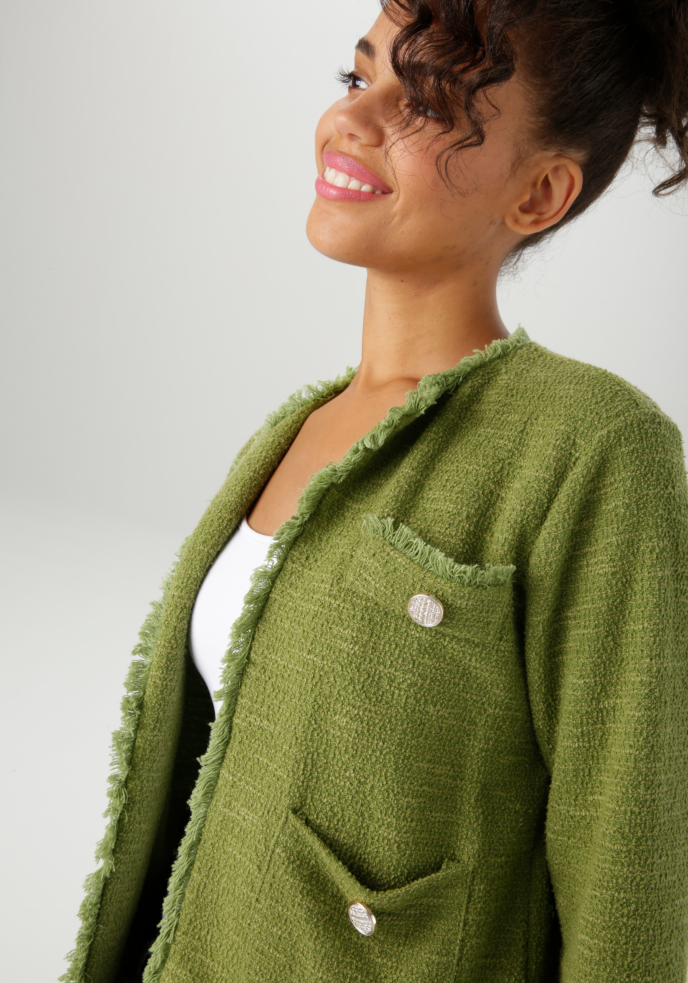 Aniston CASUAL Kurzjacke, aus meliertem Bouclé-Jacquard - NEUE KOLLEKTION
