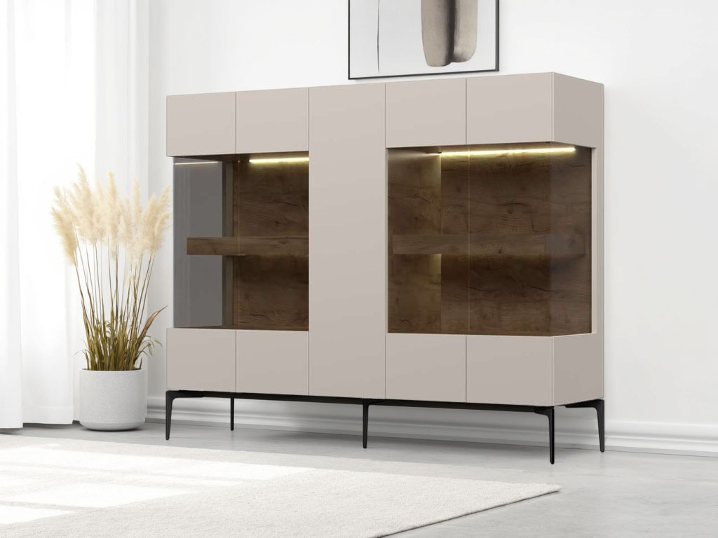 Image of GOODproduct Highboard "Sky45 Kommode mit Glastüren, Höhe 142 cm" Vitrine, Lackiert mit wasserbasiertem UV-Lack