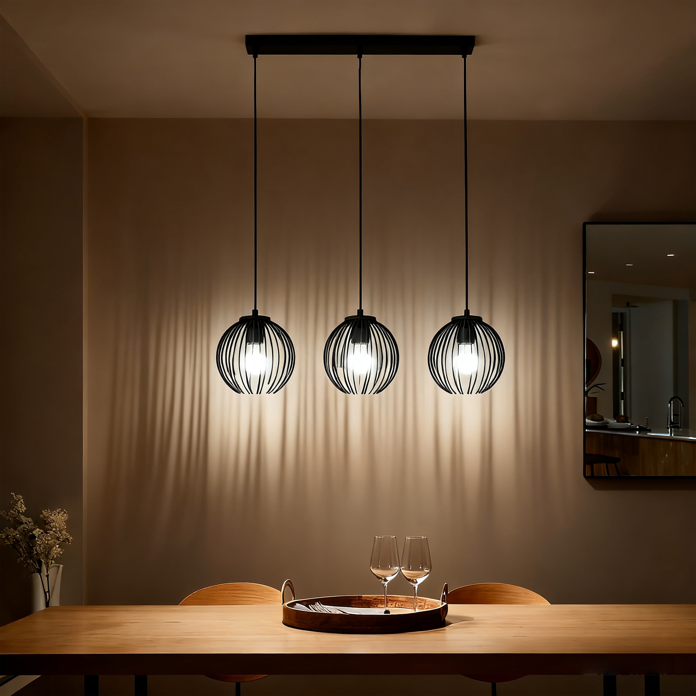 GOODproduct Pendelleuchte »Tonnia - Hängelampe, höhenverstellbar, Pendellampe, Metall« E27 1 Stk. Lichteffekt durch Gitter-Optik, liefert eingeschaltet Schattenoptiken