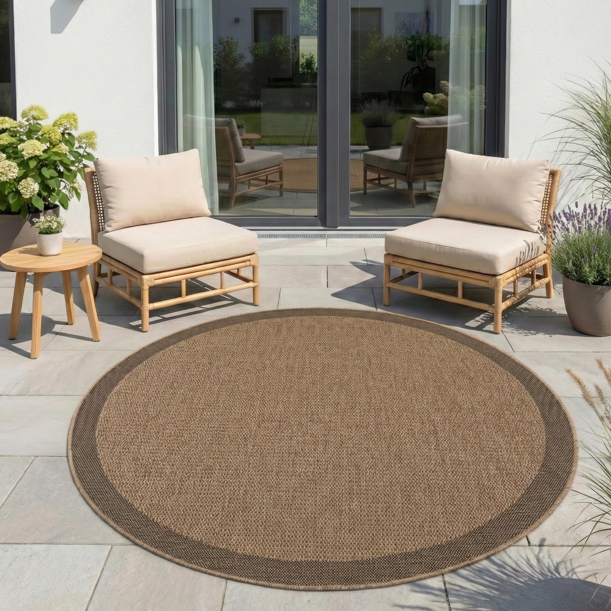 Image of Ayyildiz Teppiche Outdoorteppich "TIMBER 1402,auch als Läufer und Rund" rund 5 mm Höhe In und Outdoor, Jute Sisal Optik, Wohnzimmer, Terrasse