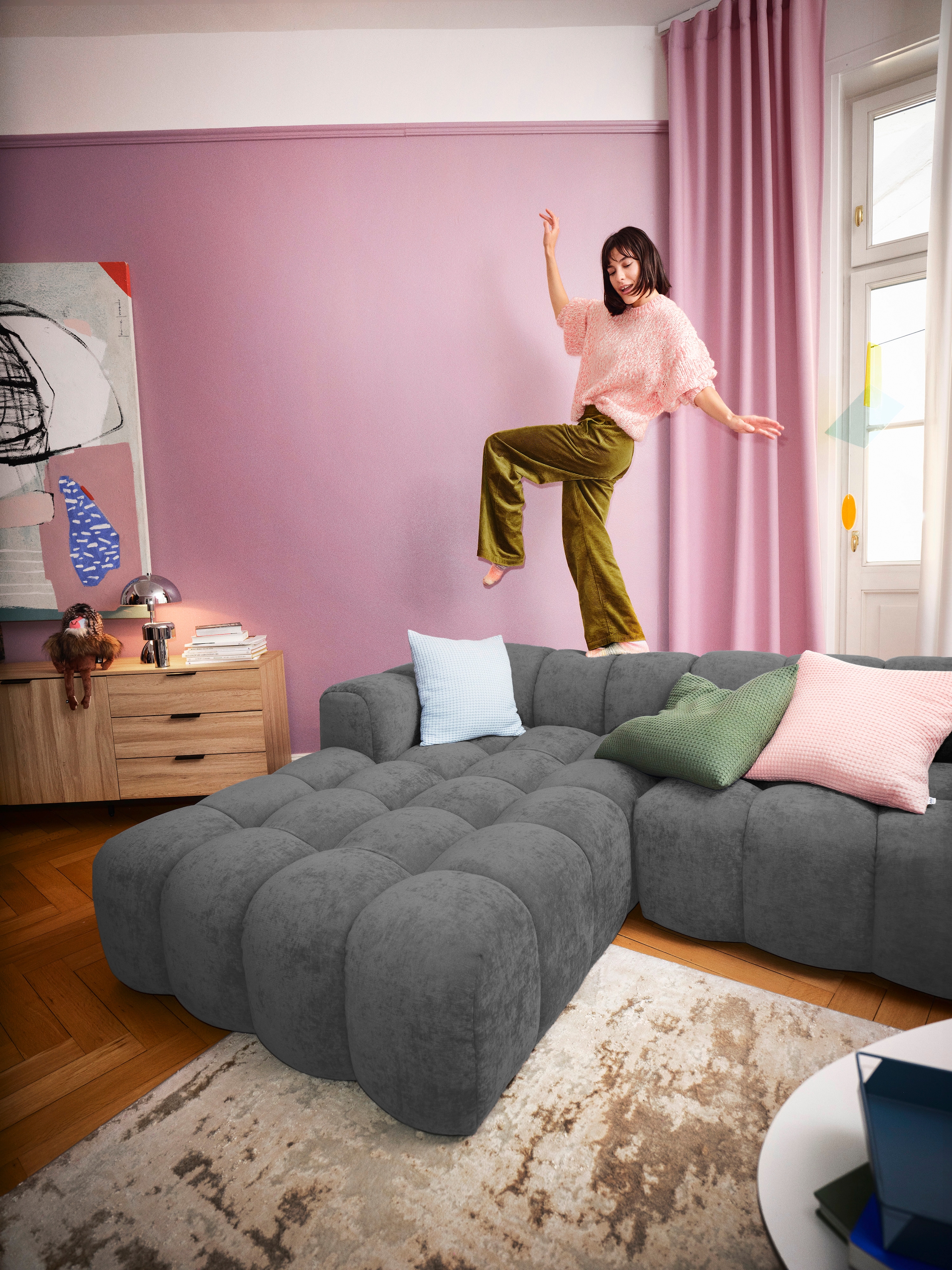 GOODproduct Canapé d'angle »KALLIE L-Form,  248 cm - OTTO. Verlässliche Qualität.« Bubble Optik, moderne Steppung, hoher Sitzkomfort