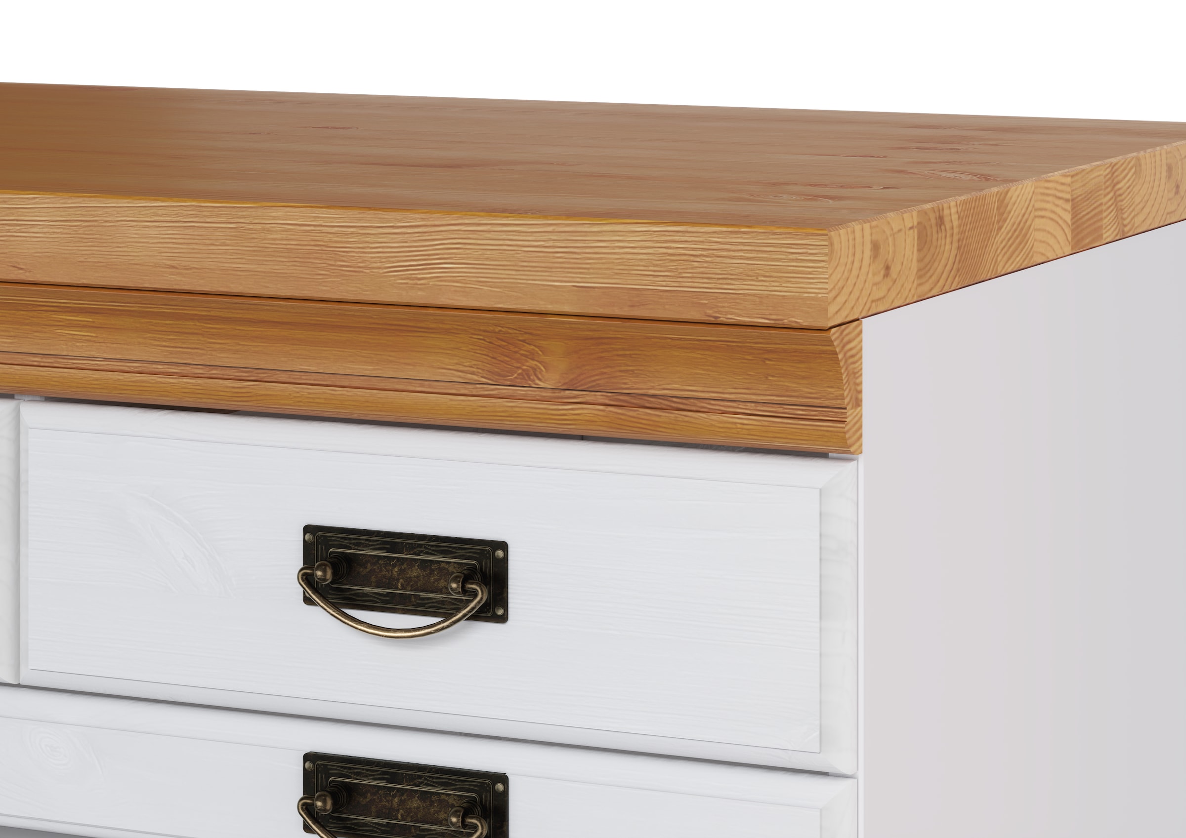 GOODproduct Armoire basse »Rügen« Breite 80 cm, Kiefer massiv, Schubkästen mit Glaseinsatz