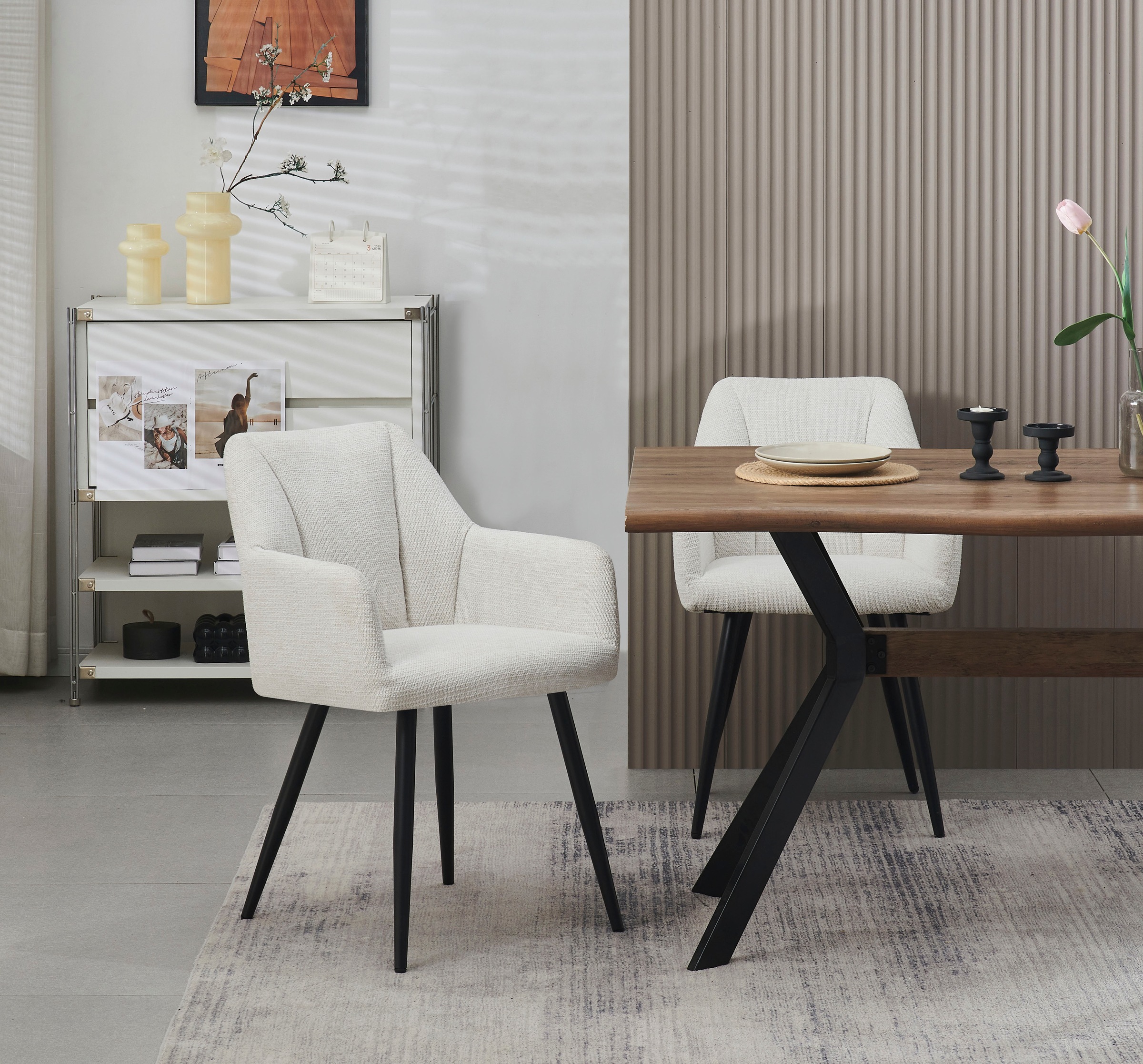 Home affaire Esszimmerstuhl "MILTON, 2er Set, mit Metallgestell in matt schwarz" (Set) 2 Stk.in verschiedenen Farben, Belsatbarkeit pro Stuhl 120 kg, mit Armlehne