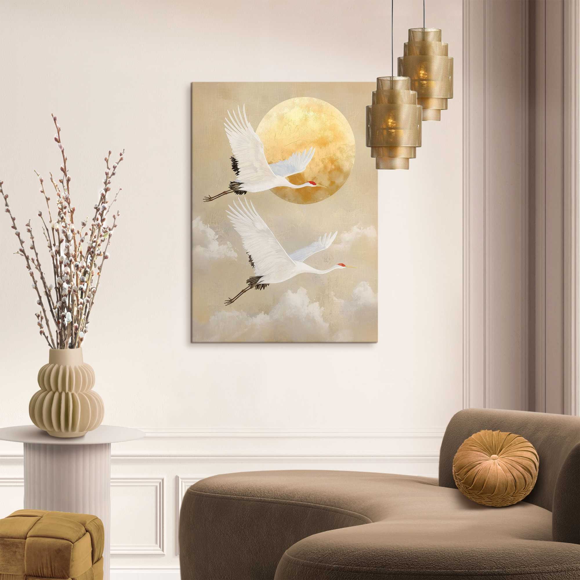 Reinders! Tableau sur toile »Kräne« Wohnzimmer - Mond - Beige - Leinwand - Tiere - 50x70 cm