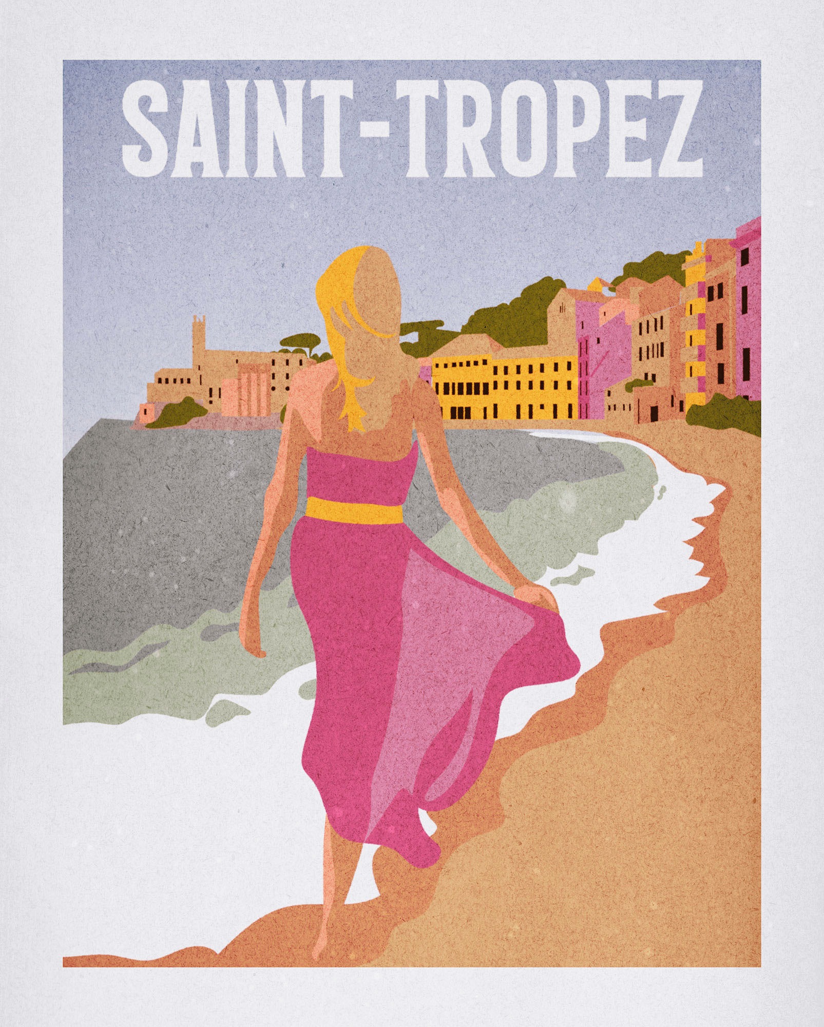 Image of Komar Wandbild »Vintage Travel Saint-Tropez«, (1 St.), Deutsches Premium-Poster Fotopapier mit seidenmatter Oberfläche und hoher Lichtbeständigkeit. Für fotorealistische Drucke mit gestochen scharfen Details und hervorragender Farbbrillanz. bei Ackermann 
