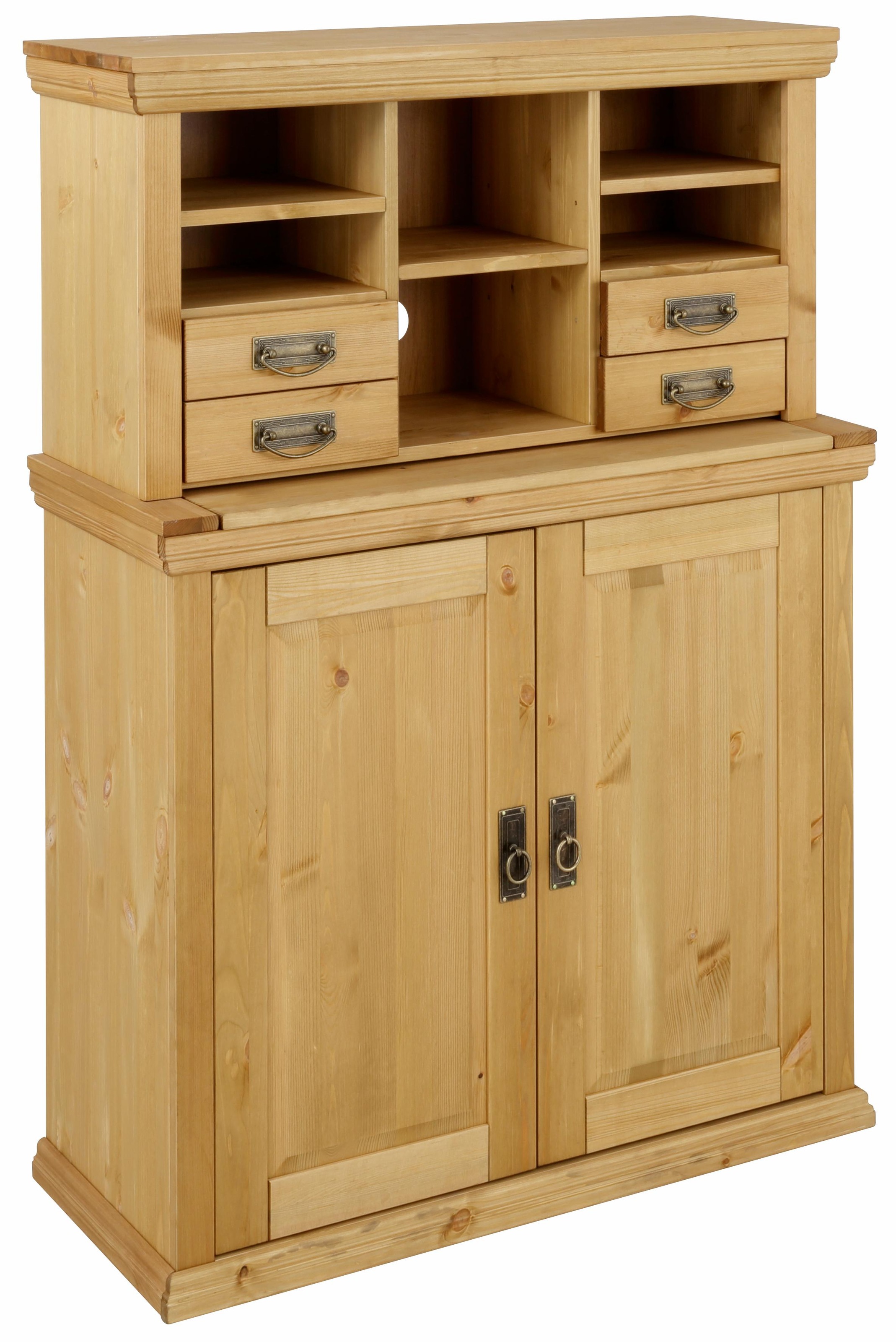 Image of GOODproduct Sekretär "Konrad" Schreibtisch aus Massivholz, mit viel Stauraum, B89 x H122 cm