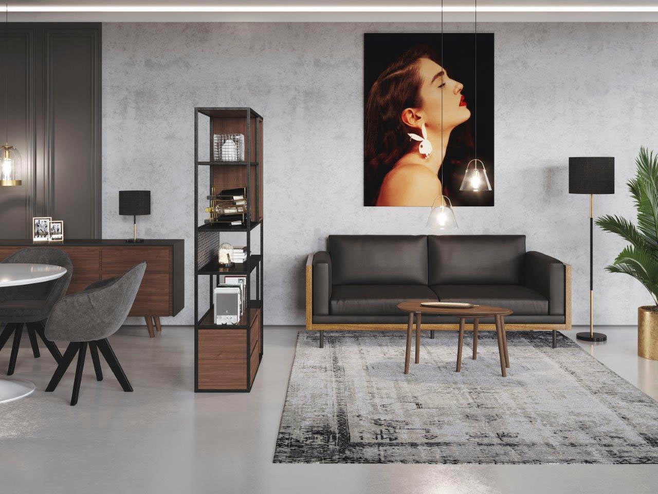PLAYBOY 3-Sitzer »Shelby« Sitzschale aus Massivholz
