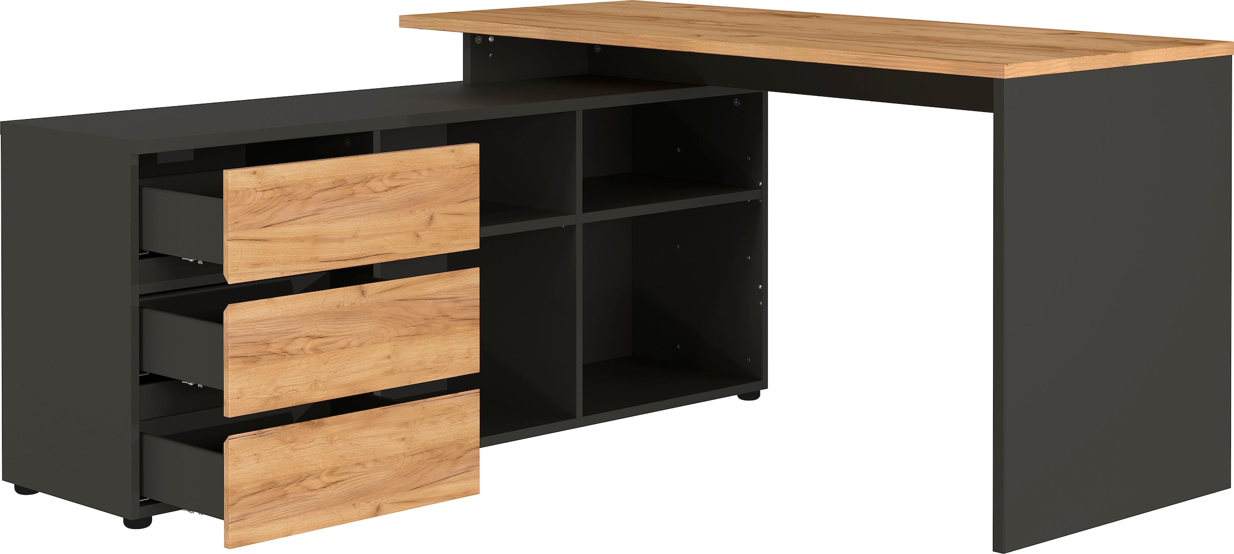 Image of GERMANIA Eckschreibtisch "Lissabon" mit integriertem Sideboard, rechts oder links montierbar