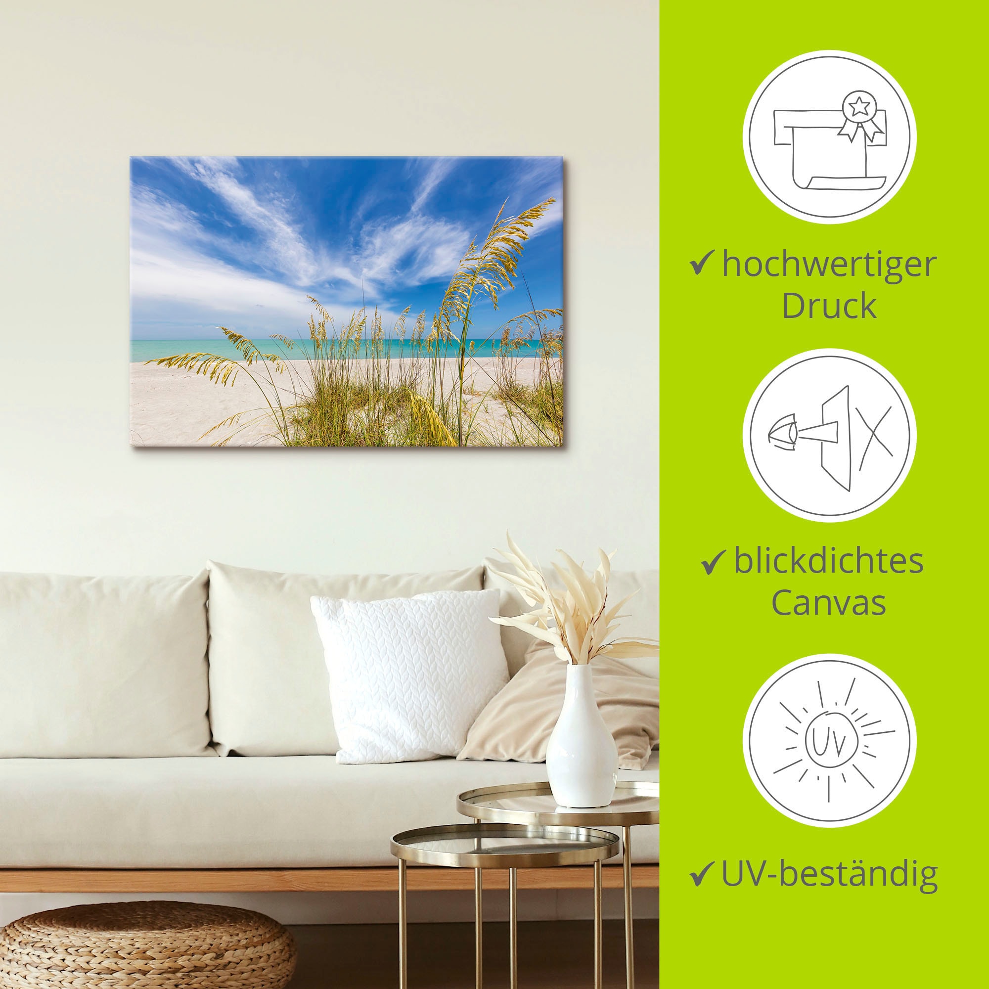Artland Wandbild »Himmlische Stille am Strand« Strandbilder 1 Stk. tlg. als Alubild, Outdoorbild, Leinwandbild in verschied. Grössen