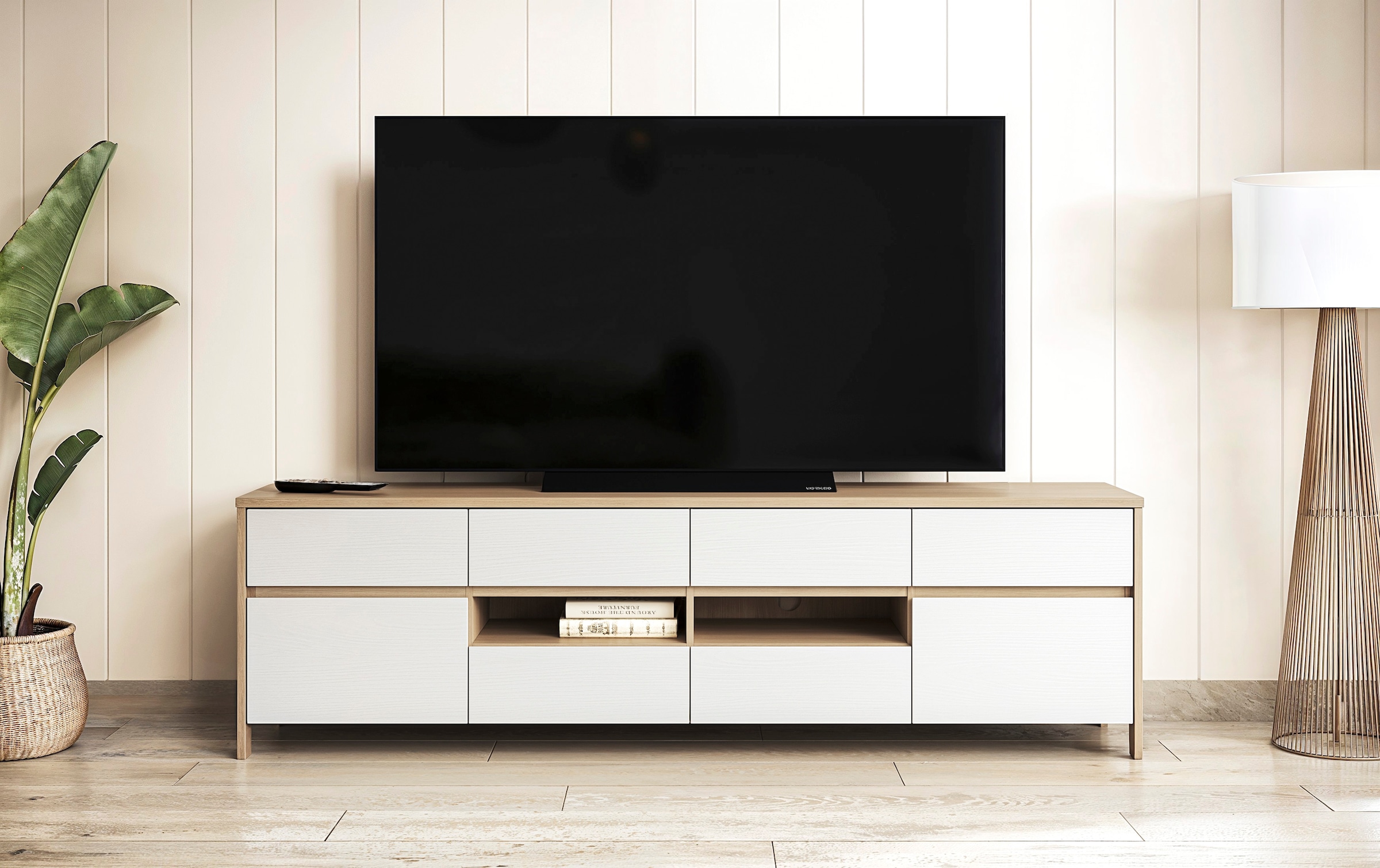 Image of Home affaire TV-Schrank "Stranda, moderner TV-Unterschrank, Kommode im Scandi-Style, Lowboard" Rahmenoptik, ausreichend Stauraum, vielseitig einsetzbar, 193 cm breit