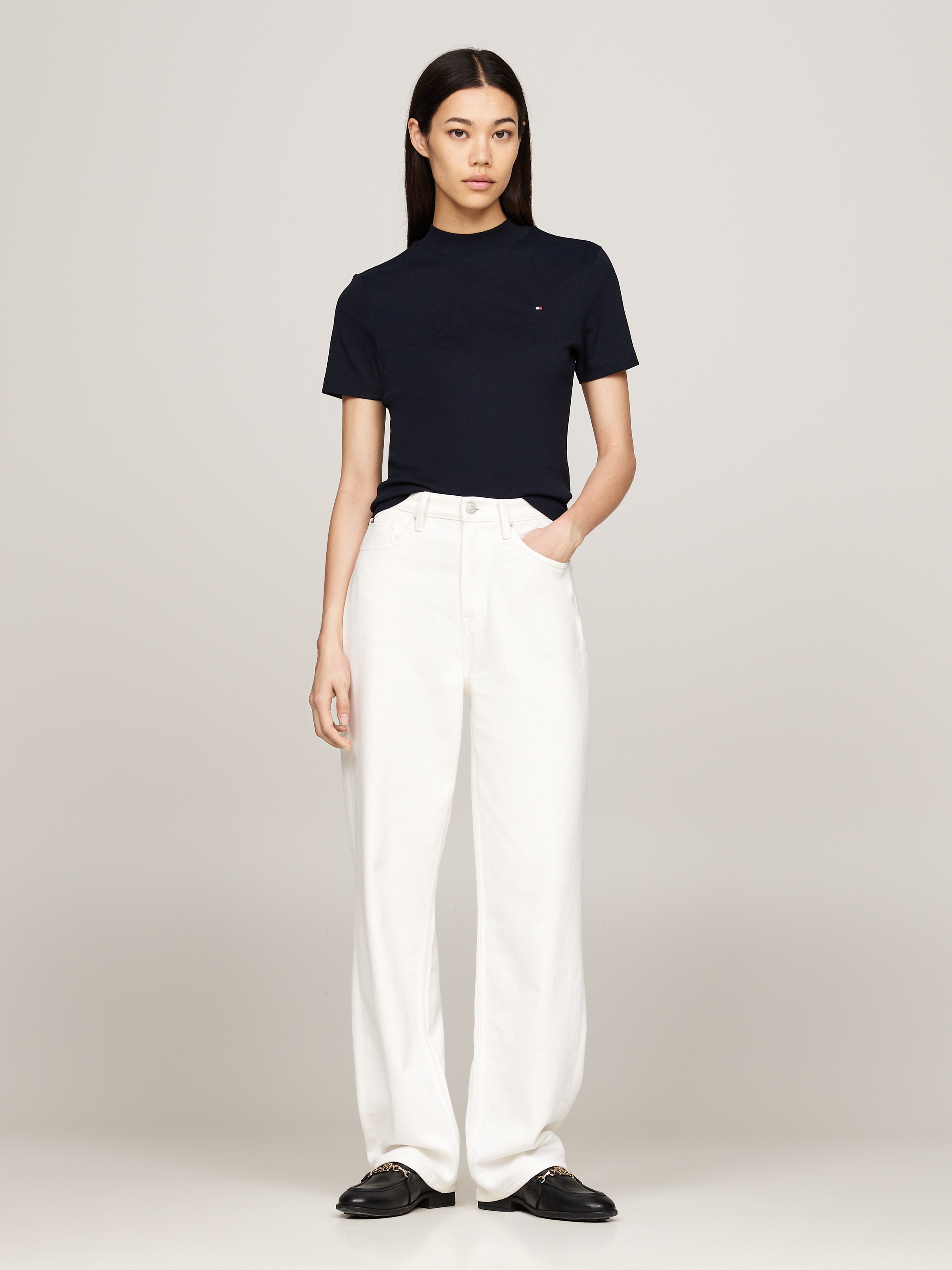 Tommy Hilfiger Stehkragenshirt »NEW CODY SLIM CROP MOCK-NK«, mit Logostickerei