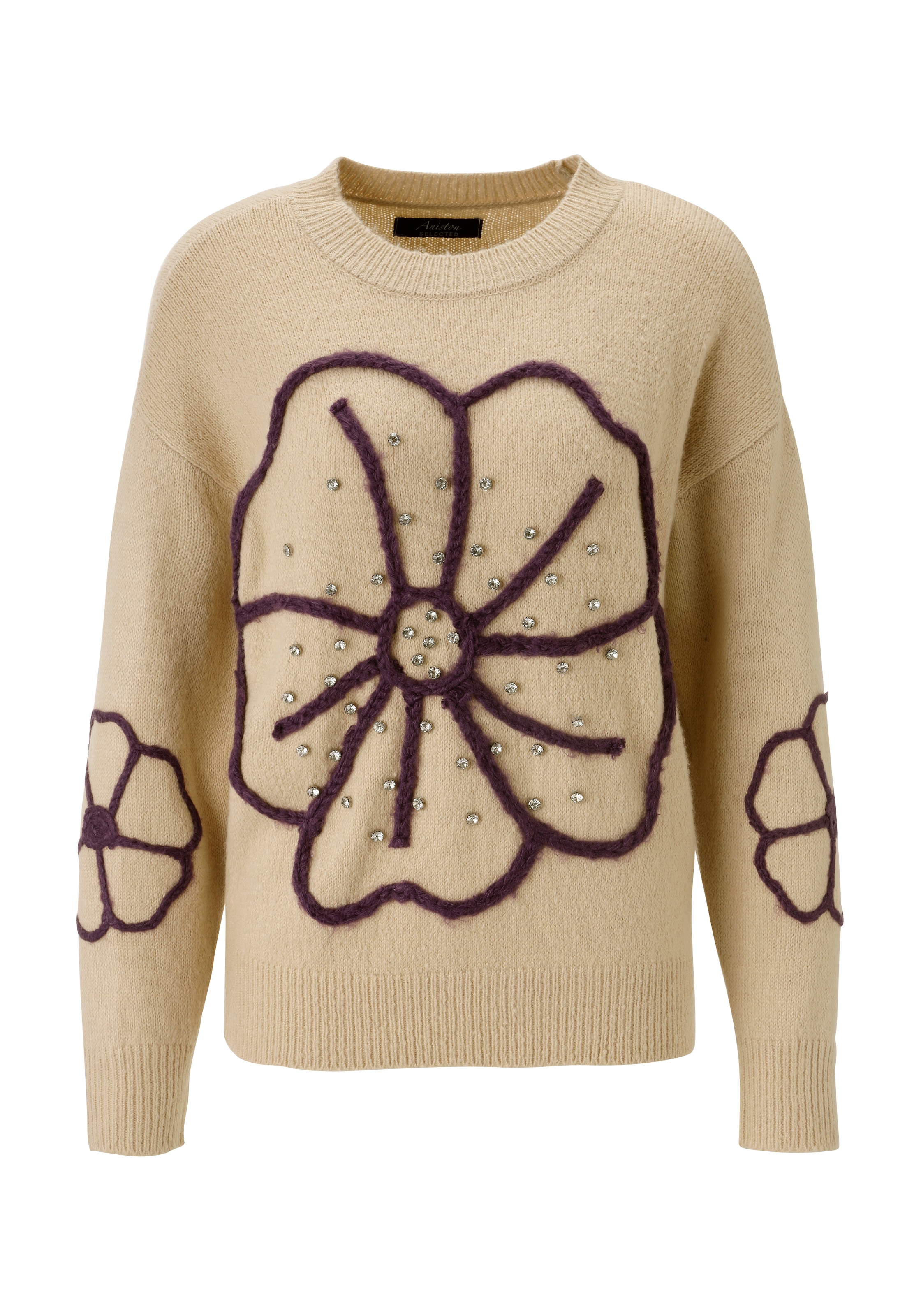 Aniston SELECTED Strickpullover, vorne mit funkelnden Glitzersteinen verziert - NEUE KOLLEKTION