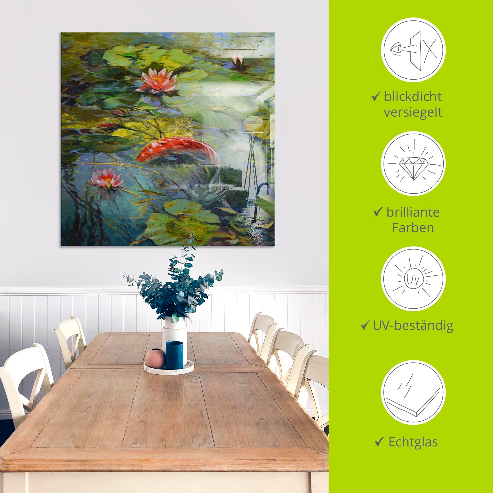Artland Glasbild »Roter Koi«, Wassertiere, (1 St.), in verschiedenen Grössen