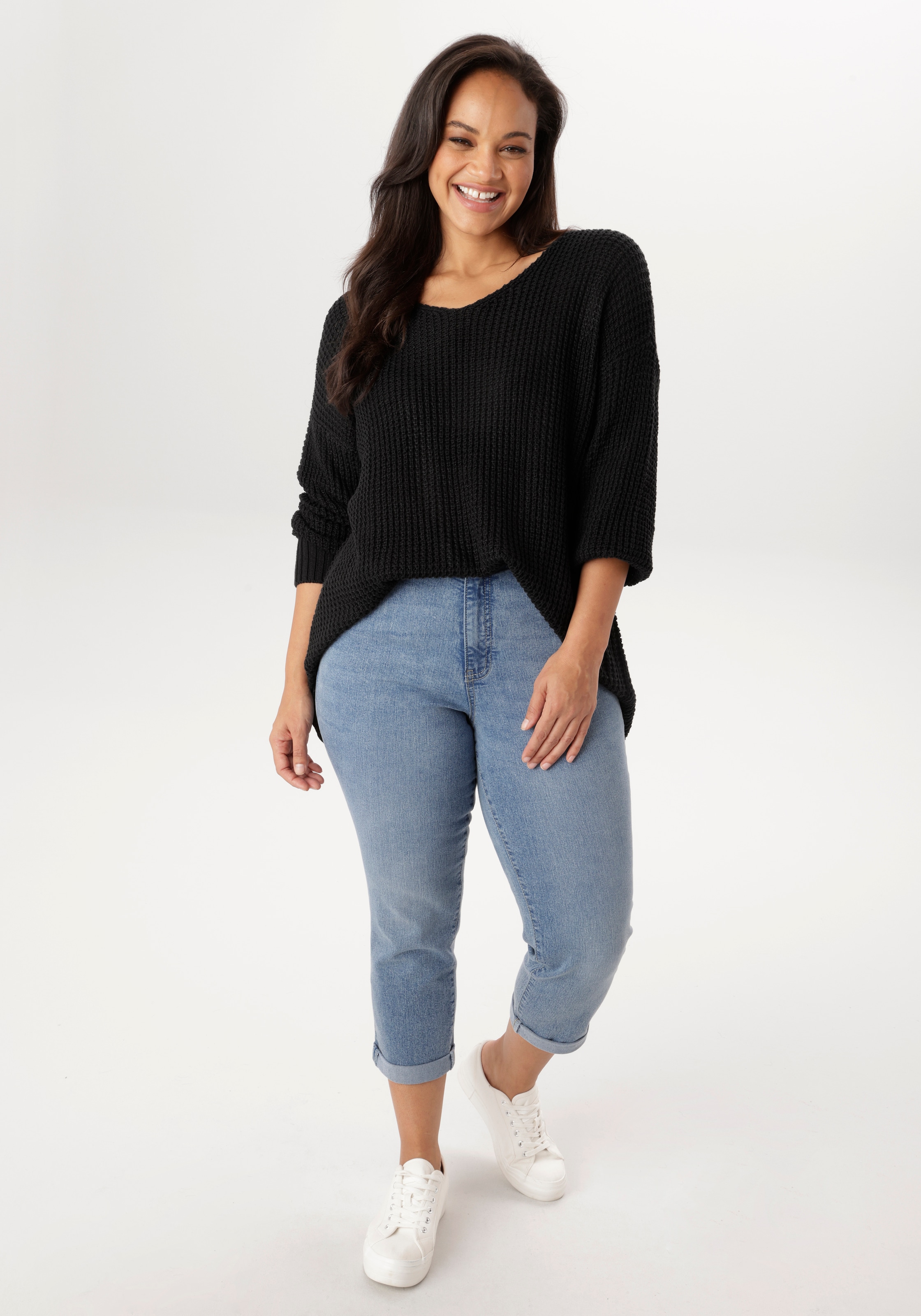 Aniston PLUS Pull en tricot im dezenten Ajour-Strickmuster