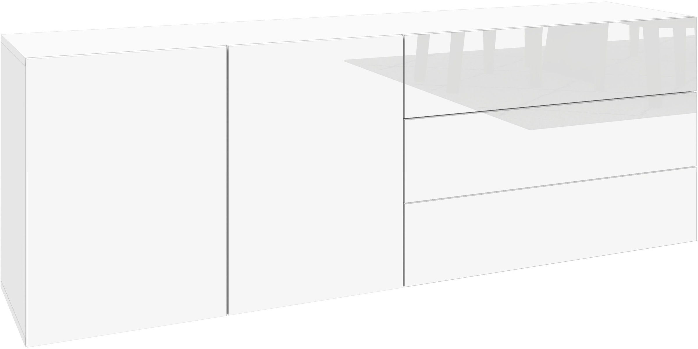 Image of borchardt Möbel Sideboard "Sophia, Hängeschrank mit 2 Türen, 3 Schubkästen, Breite 152 cm" grifflose Optik, viel Stauraum, verstellbare Böden