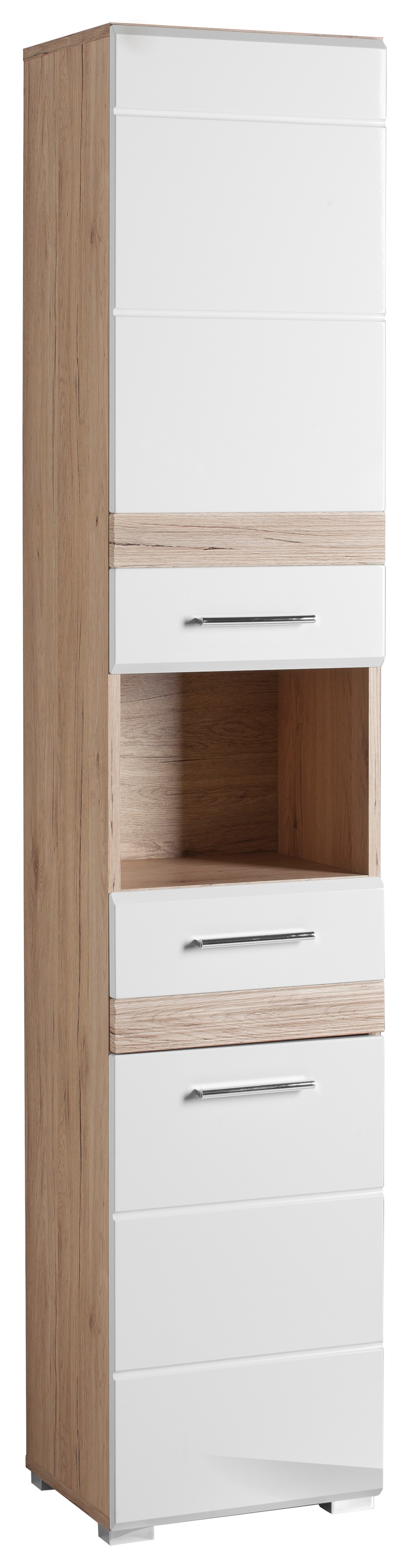 welltime Hochschrank »Toulon«, Badschrank mit Schublade und offenem Fach - Masse (B/T/H) 37/31/182 cm