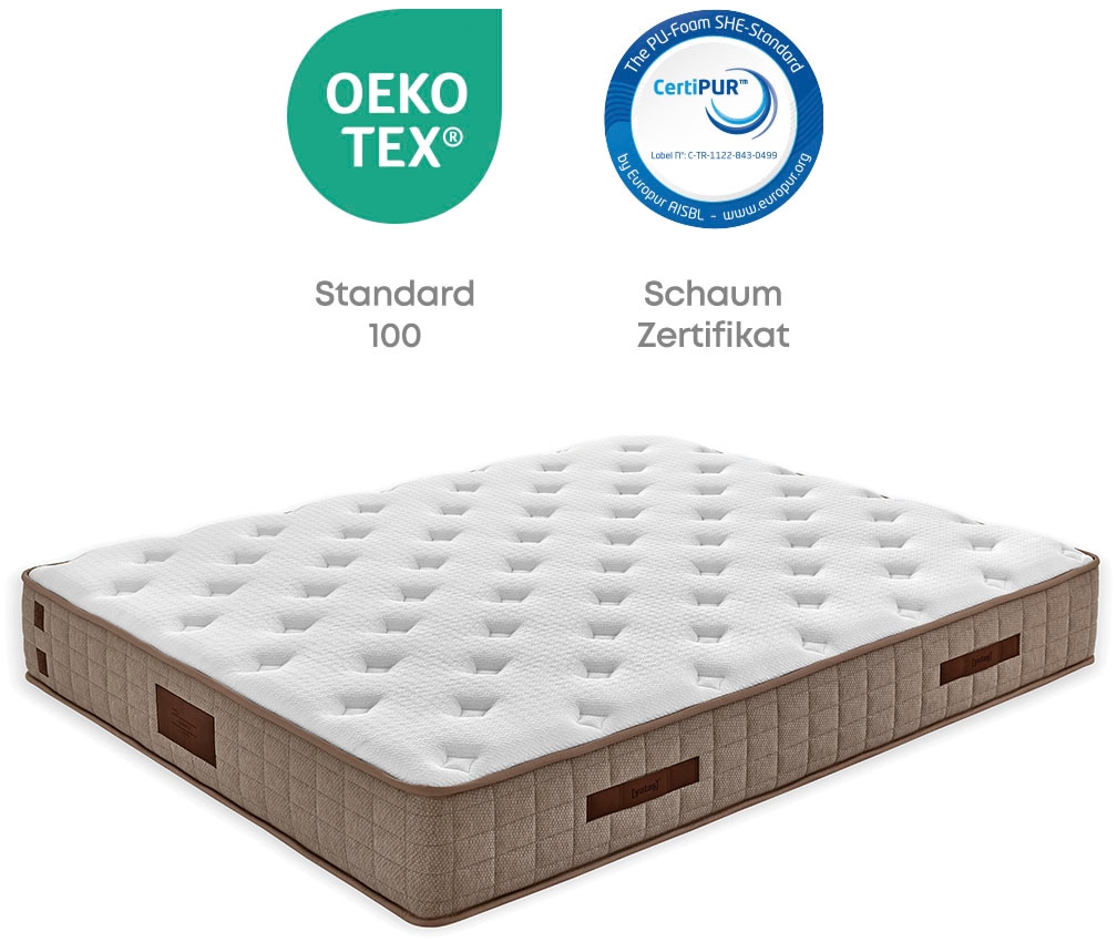 Yatas Bedding Taschenfederkernmatratze »Majestät First Class Cool& Wool«, 30 cm hoch, 406 Federn, (1 St.), spezielles Federkernsystem mit punktelastischer Unterstützung, Bezug mit Sommer- und Winterseite