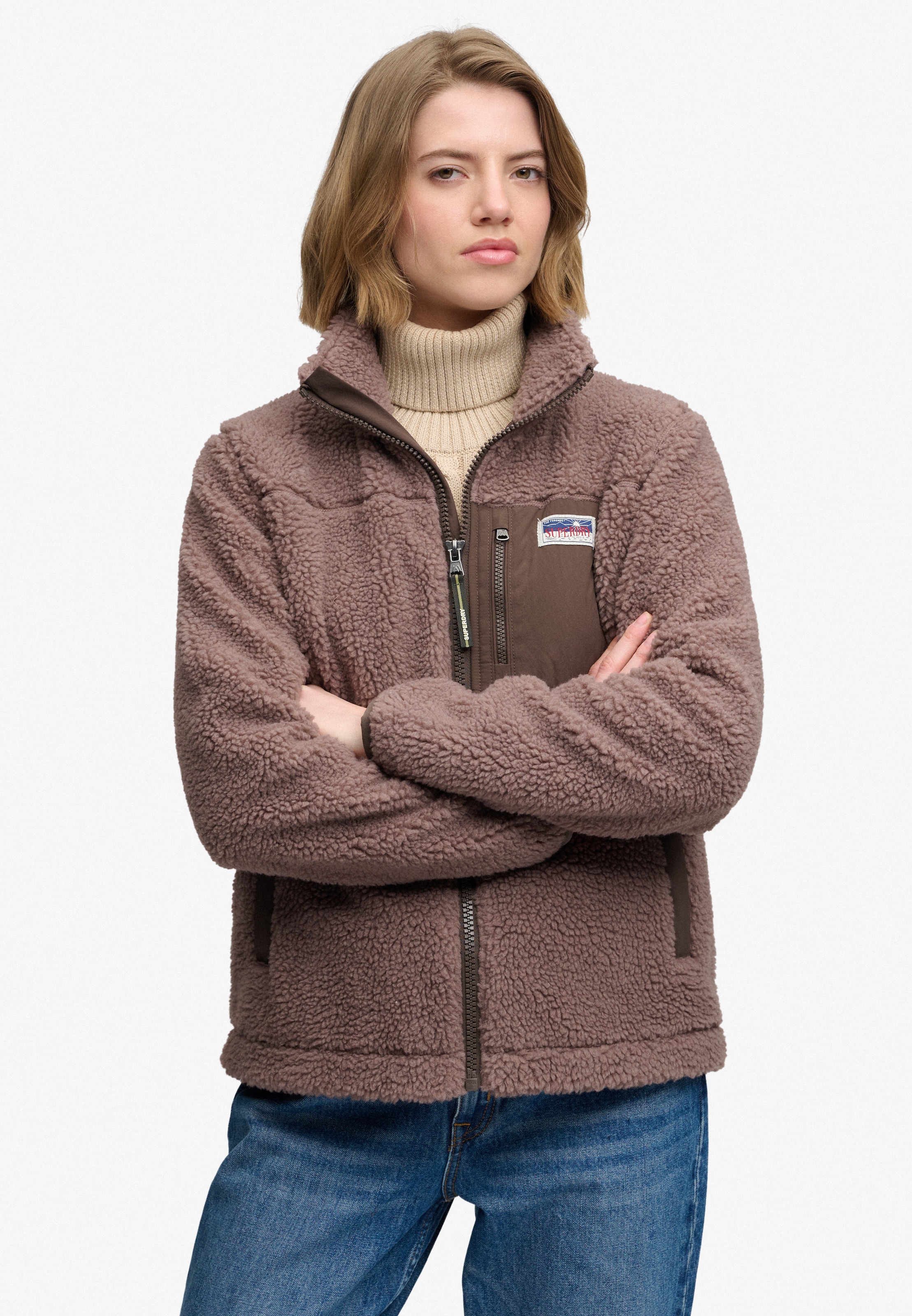 Image of Superdry Kapuzensweatjacke "HERITAGE ZIP THROUGH FLEECE" Kunstfaser, relaxed fit