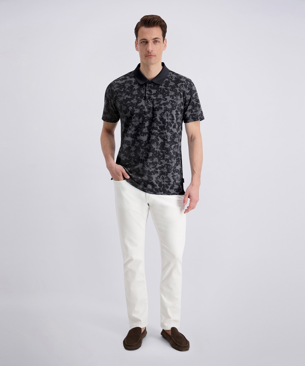 Image of Pierre Cardin Poloshirt "Polo piqué alloverprint" hüftbedeckende Passform, mit Knopfleiste