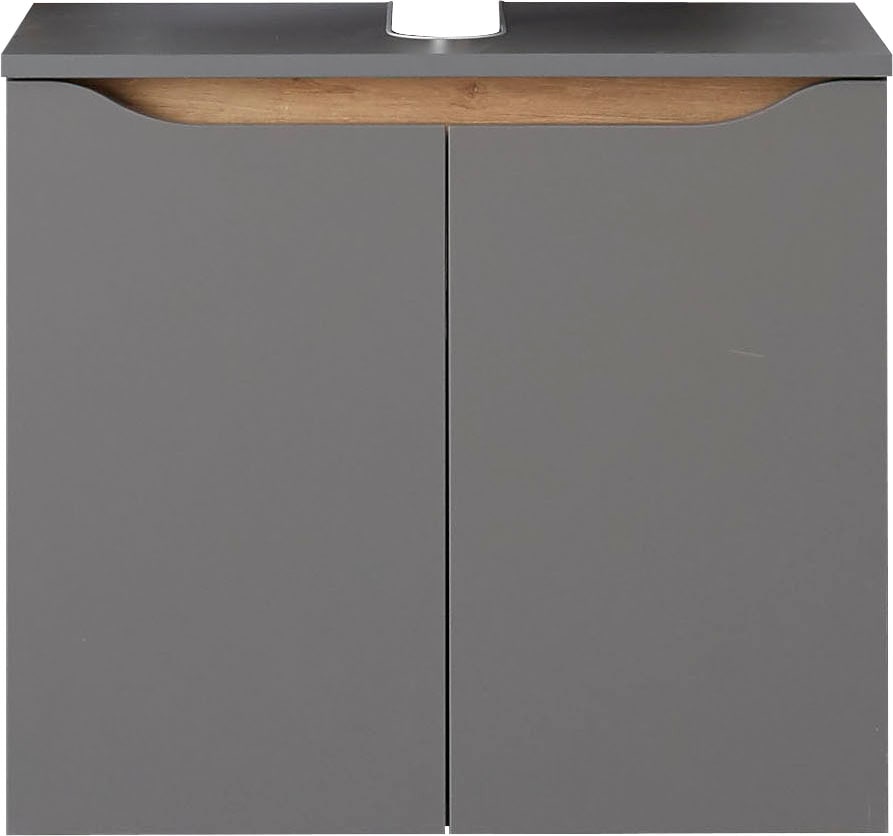 Saphir Armoire sous lavabo »Quickset Unterbeckenschrank, 60 cm breit, 2 Türen« meuble sous-lavabo avec découpe siphon, sans lavabo, sans poignées