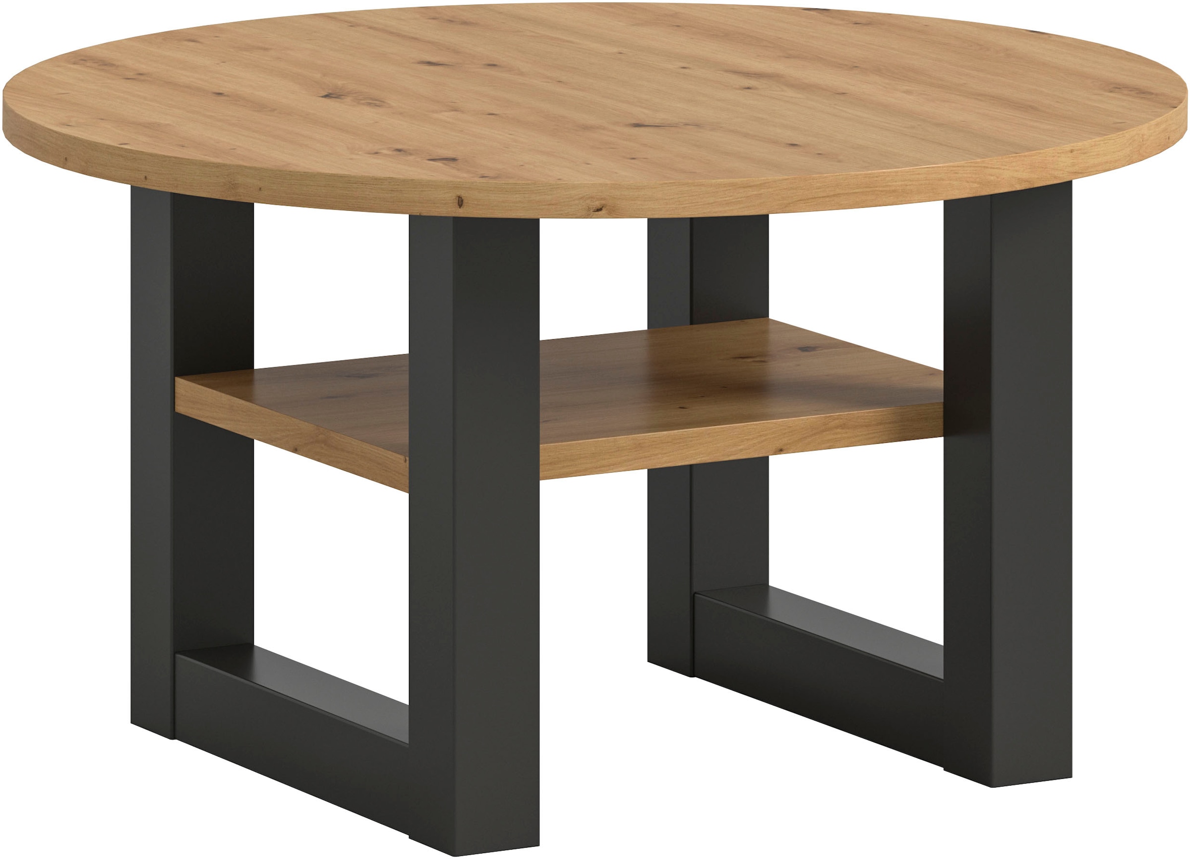 INOSIGN Couchtisch »Rail, Ø 75 cm, mit Ablageboden, inklusive Kufengestell«, Wohnzimmertisch, Beistelltisch