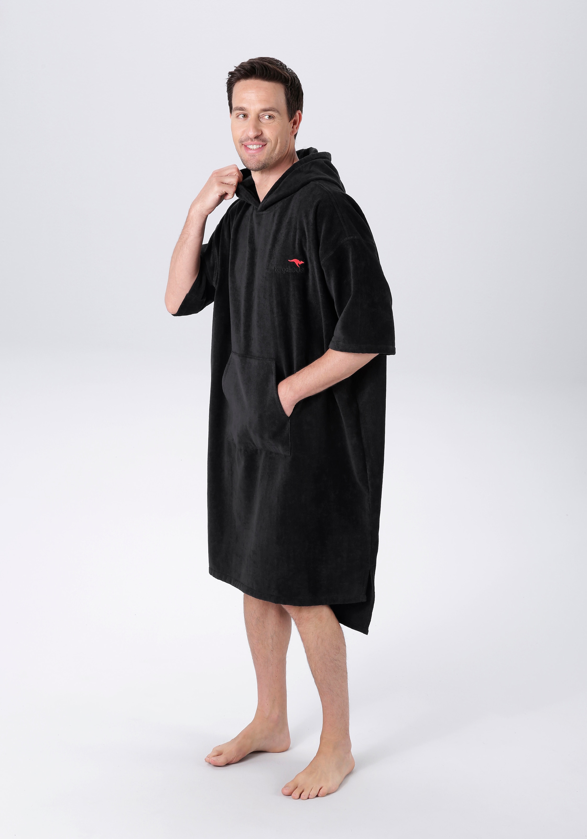KangaROOS Badeponcho »Summer, ideal für Sauna, Spa & im Urlaub, Damen & Herren« 1 Stk. Surfponcho, mit Bauchtasche, 100% Baumwolle, Frottee