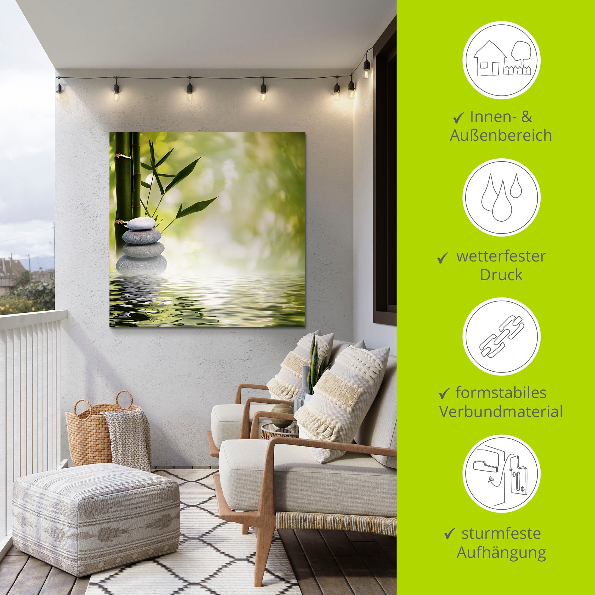 Artland Wandbild »Asiatische Spa Steine«, Spa, (1 St.), als Alubild, Outdoorbild, Leinwandbild, Poster, Wandaufkleber