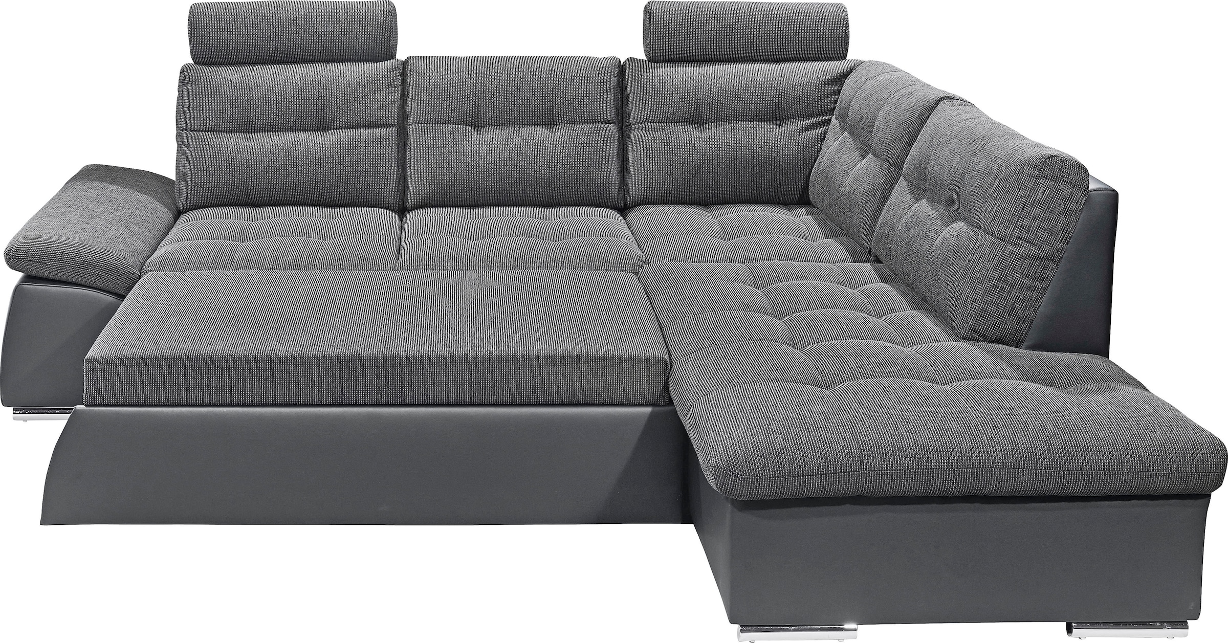 ED EXCITING DESIGN Ecksofa »Jakarta L-Form«, mit Bettfunktion, Armteilverstellung, Kopfstützen & 2 Nierenkissen