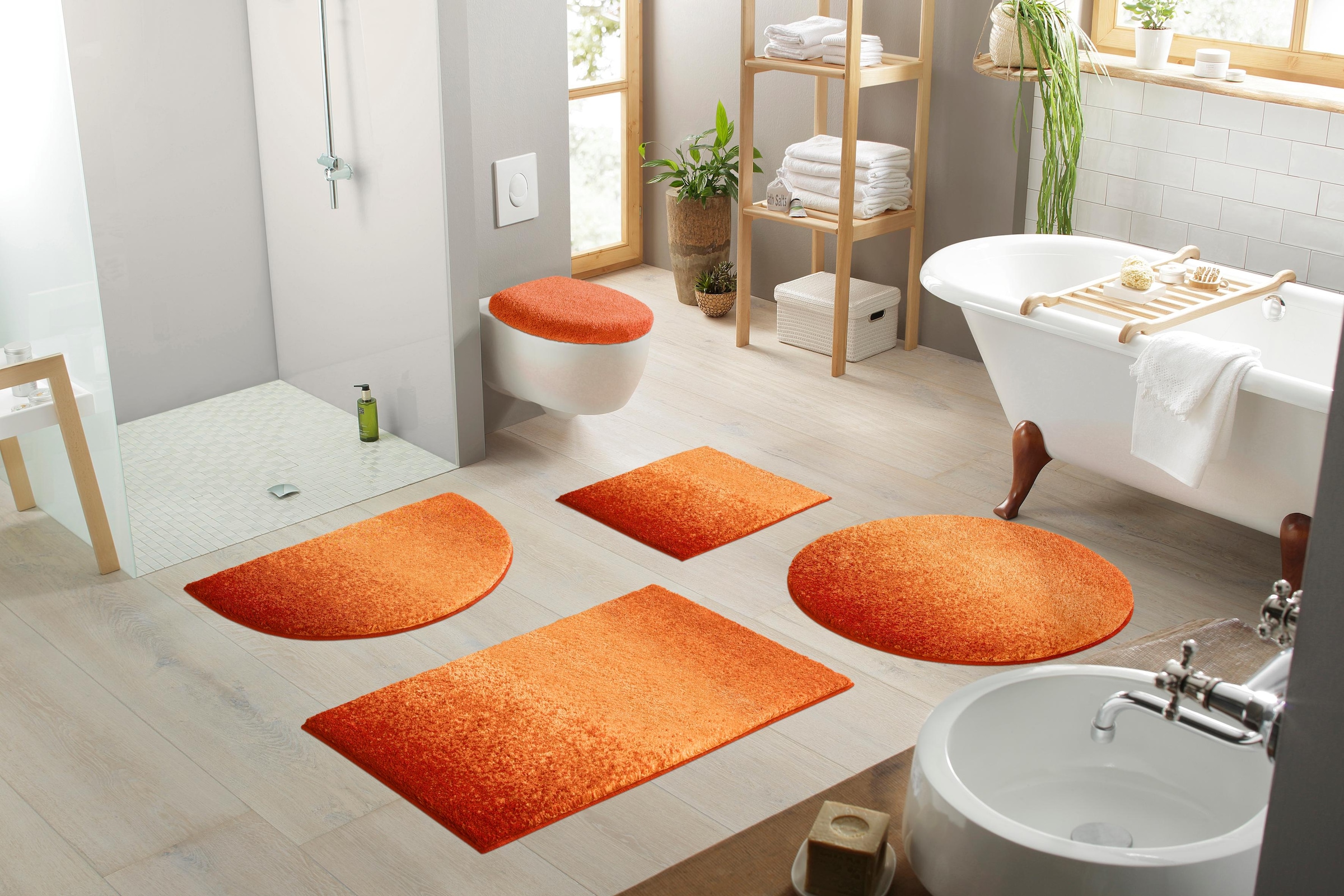 Grund Badematte »Mistral«, rutschhemmend beschichtet, fussbodenheizungsgeeignet, meliertes Design, Ombré-Look, auch als 3 teiliges Set, Made in Europe