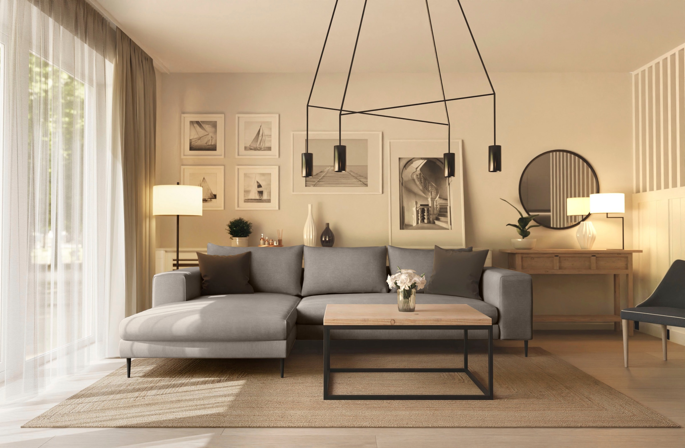 Image of Home affaire Ecksofa "Aurora, L-Form, mit extra breiter Recamiere, 324 x 170 cm (BxT)" Designsofa mit tollem Sitzkomfort, extra hohe Metallfüsse schwarz
