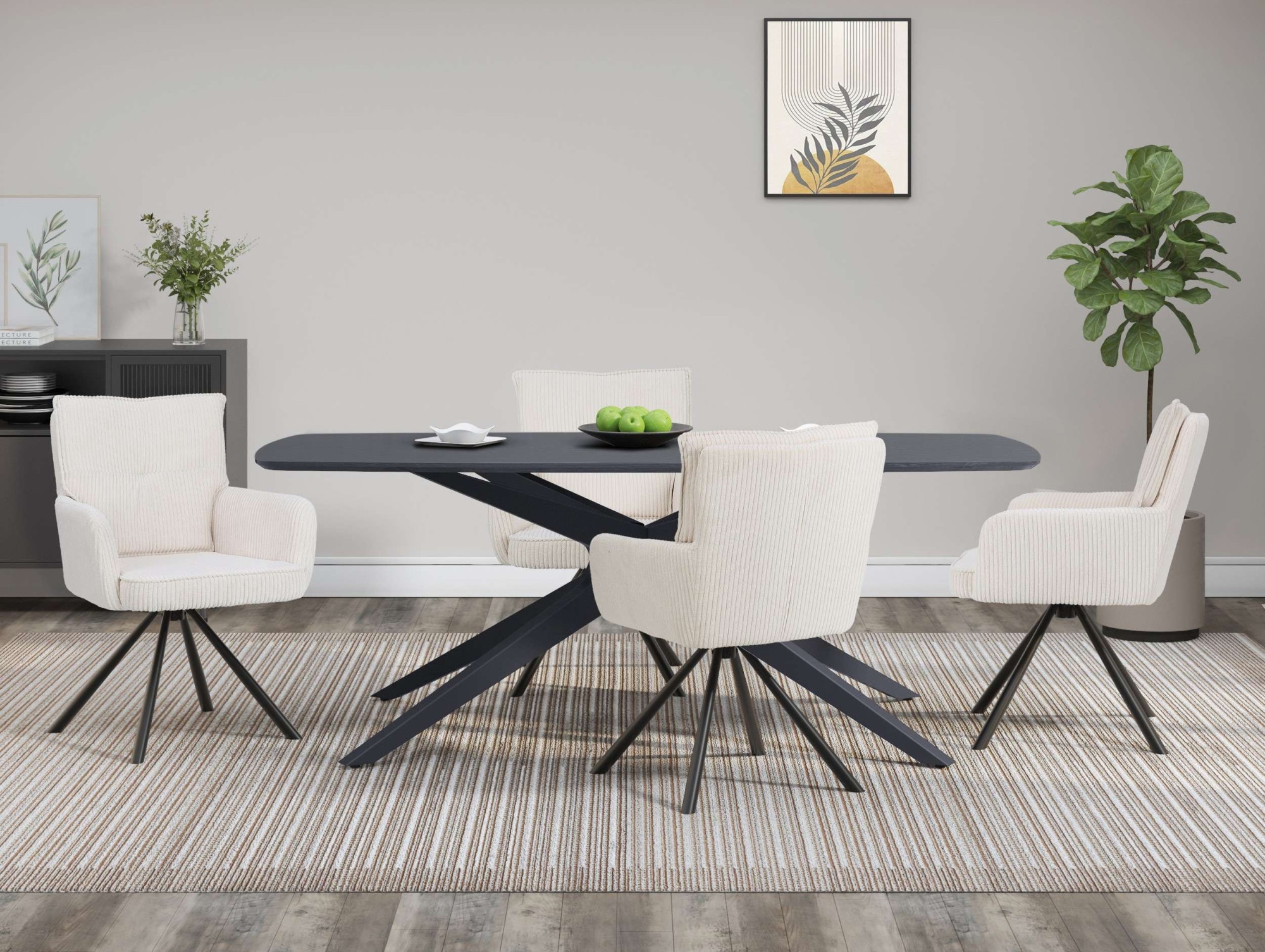 GOODproduct Esstisch »Dakona« Tischplatte mit Holzstruktur, schwarze Metallbeine, Höhe 76 cm