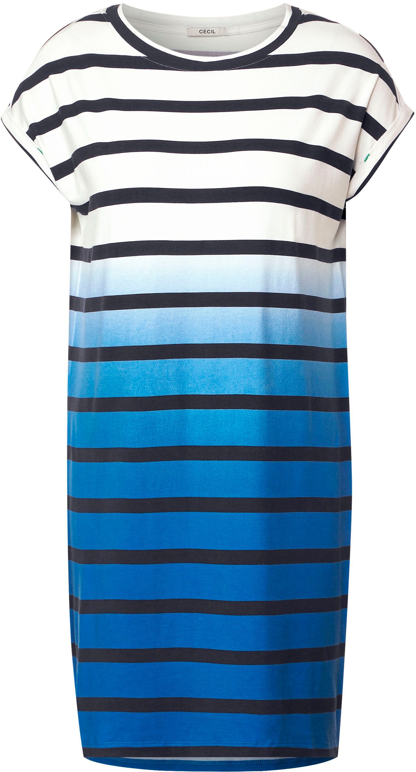 Cecil Sweatkleid »EOS_Striped Dip Dye Dress«, mit gewollten Falten