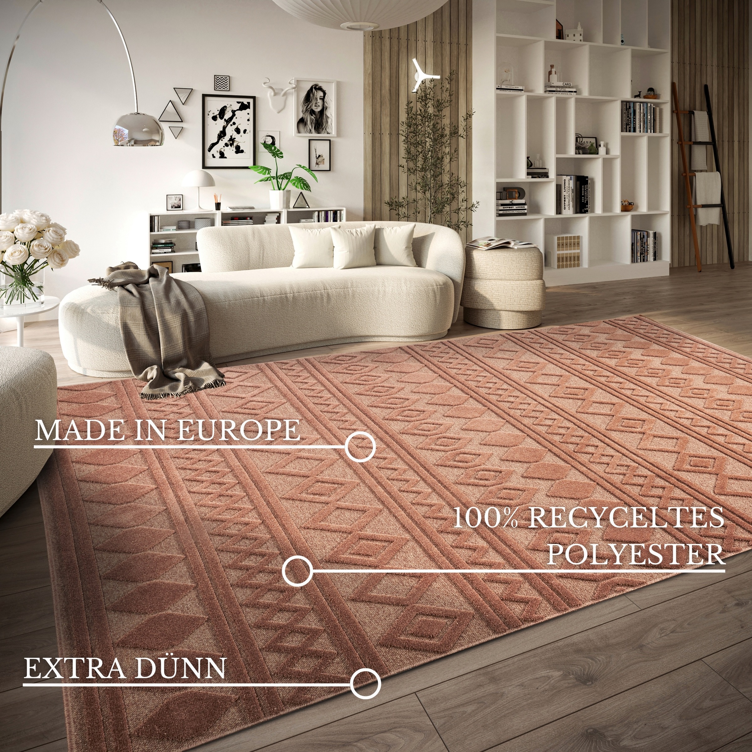 Villeroy & Boch Teppich »Catherine« rechteckig 5,5 mm Höhe Wohnzimmer, Schlafzimmer, Modern, Hoch-Tief Effekt, Flur