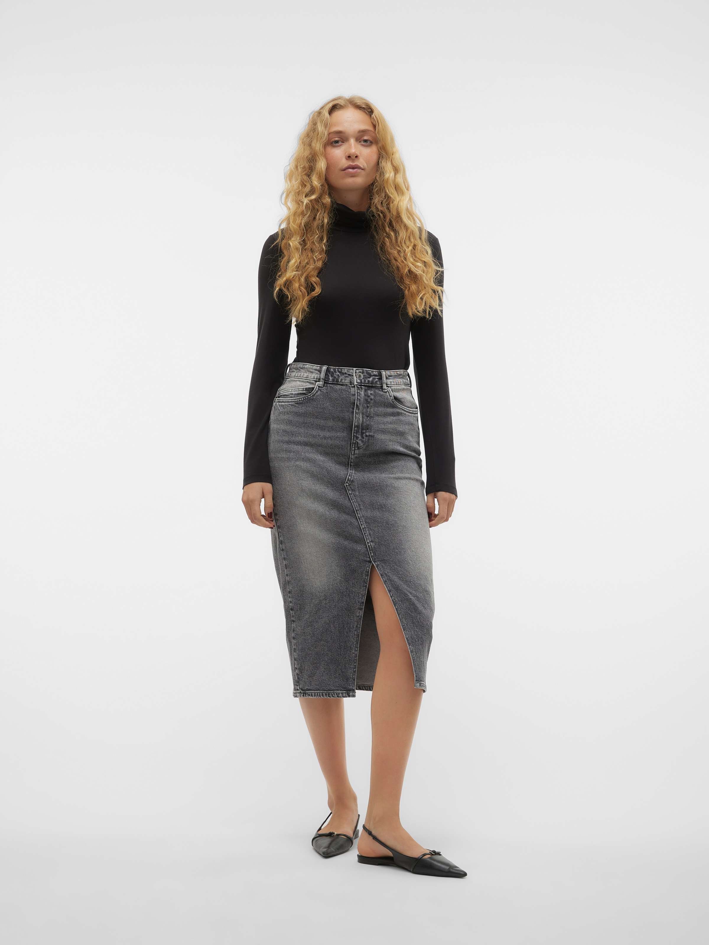 Vero Moda Maxirock »VMVERI HR CALF DENIM SKIRT GA NOOS«