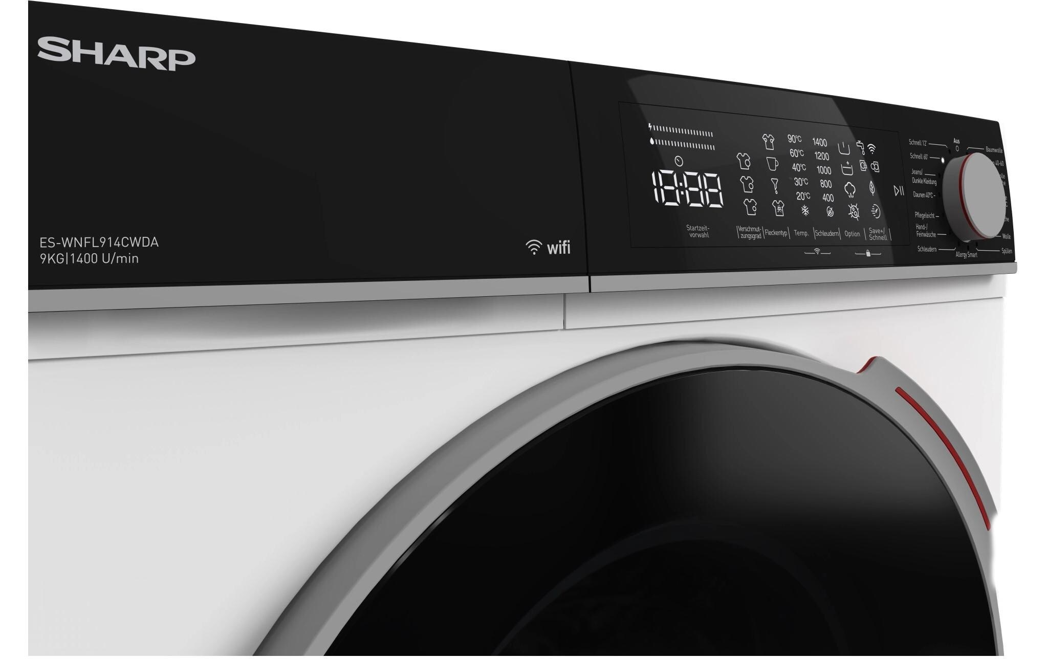 Sharp Waschmaschine »ES-WNFL914CWDA Links«, 1400 U/min