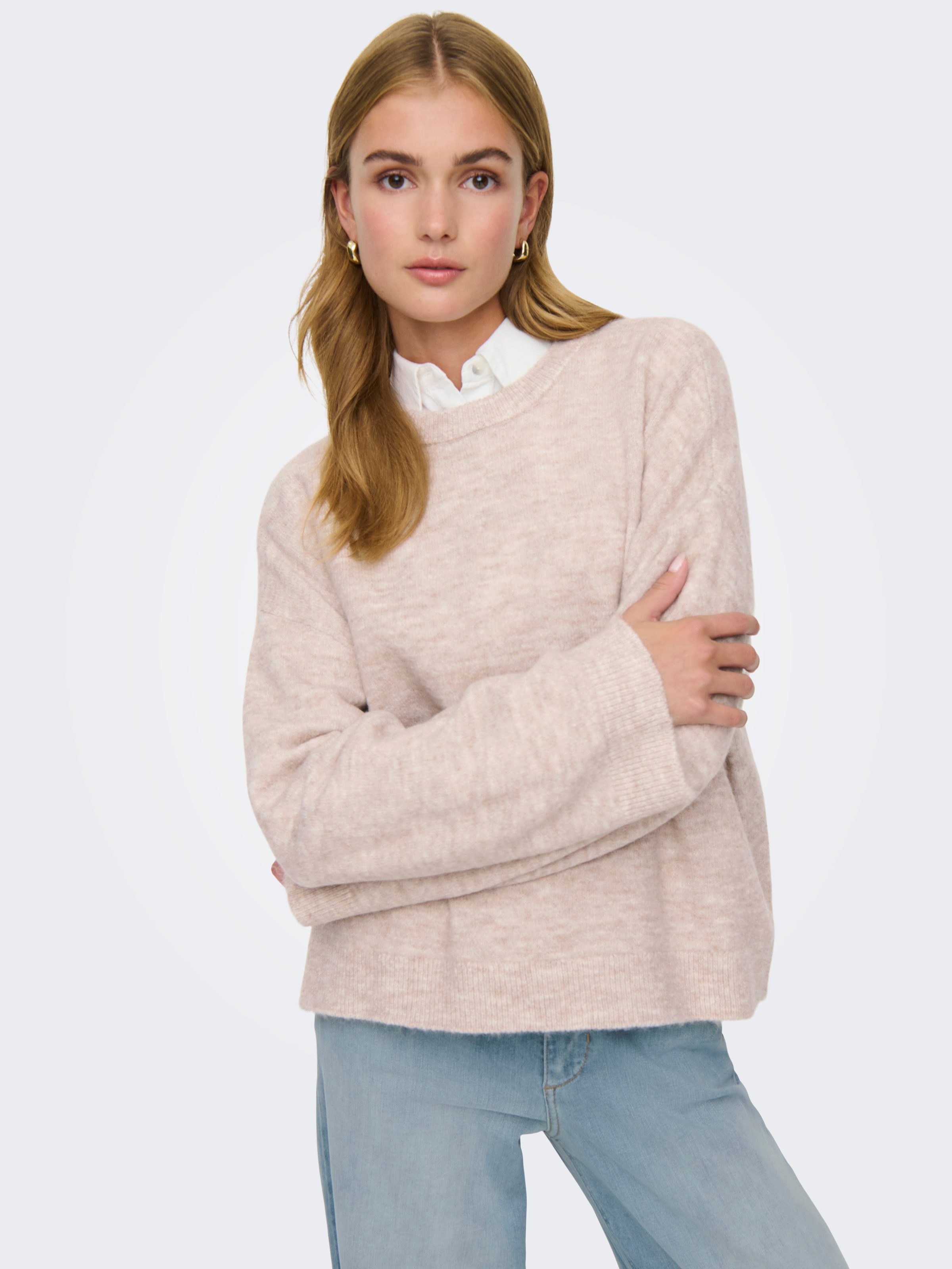 Image of ONLY Rundhalspullover "ONLSIMONI L/S O-NECK PULLOVER KNT NOOS" Materialmix, regular fit