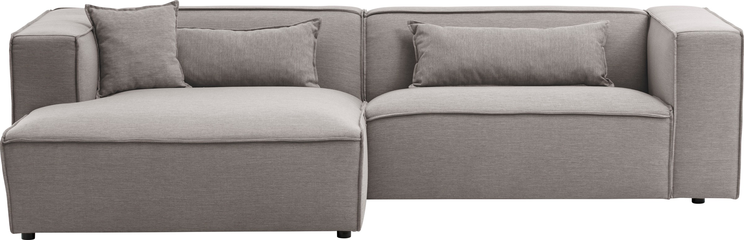 LeGer Home by Lena Gercke Ecksofa »PIARA mit Kedernaht in Cord oder Leinenoptik, moderne Couch in L-Form«, wahlweise Ottomane rechts/links, schwarze Füsse, bequemer Sitzkomfort